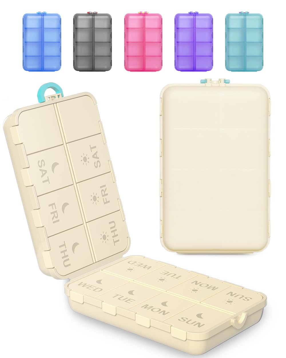 SESIIduo Organisateur de pilules hebdomadaire AM/PM pour voyage pratique