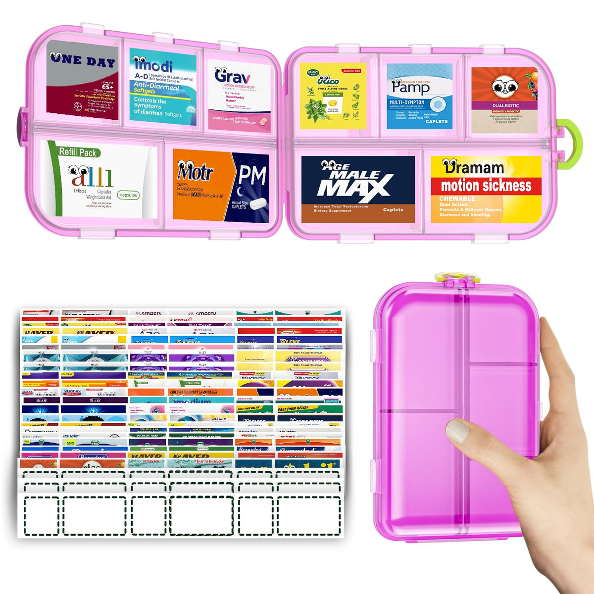 SESIIduo Organisateur de pilules grand format : rangement clair pour le voyage