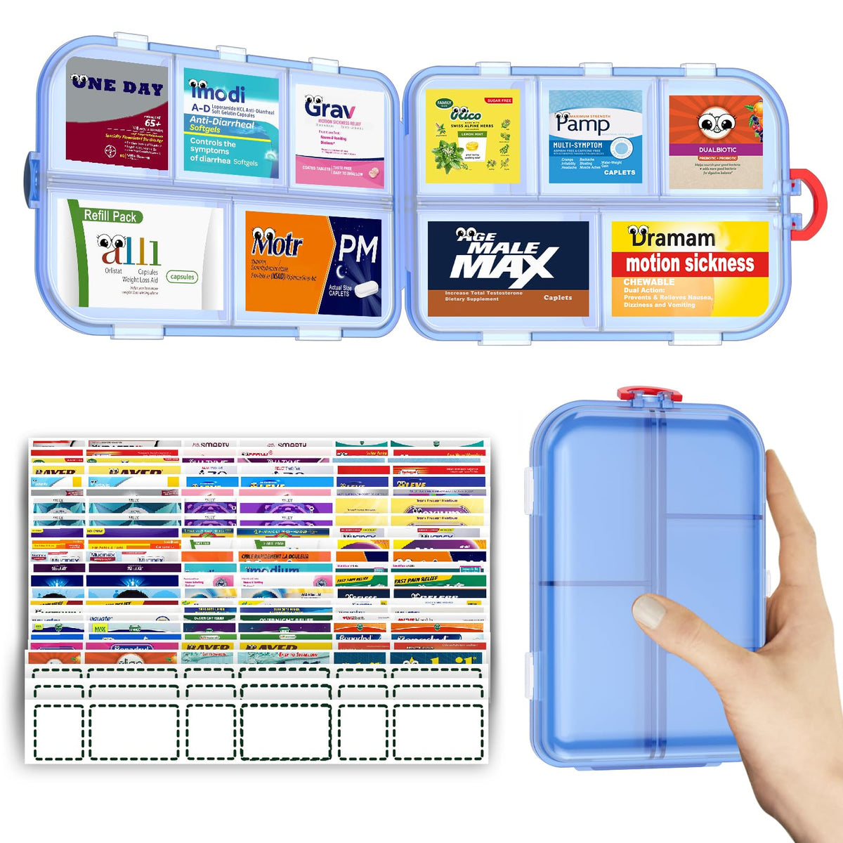 SESIIduo Boîte pilules – 10 compartiments pour voyage et organisation