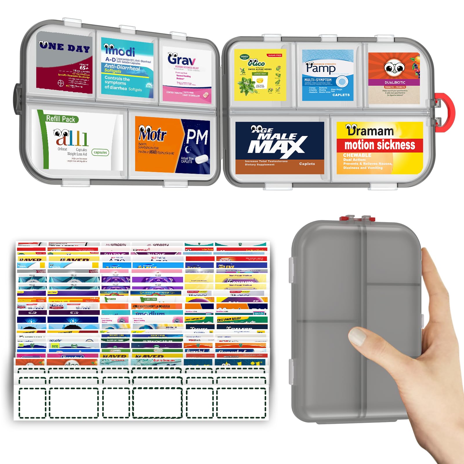 SESIIduo boite pilules à 10 compartiments pour une organisation fiable lors des voyages.