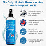 Seven Minerals flacon spray magnésium pur 12oz, format pratique pour utilisation quotidienne.