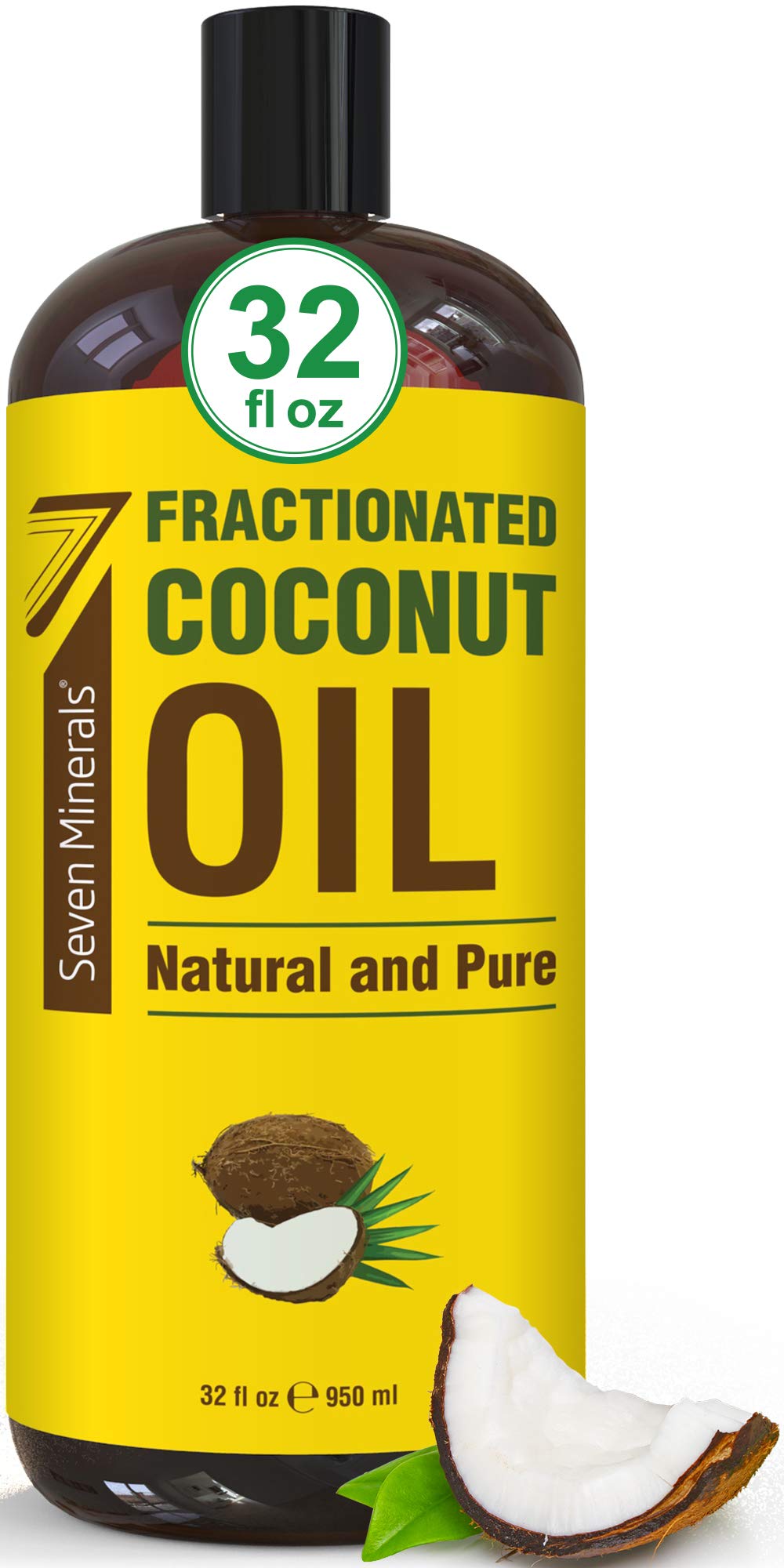 Seven Minerals huile coco fractionnée – bouteille 32onces, idéale pour massage