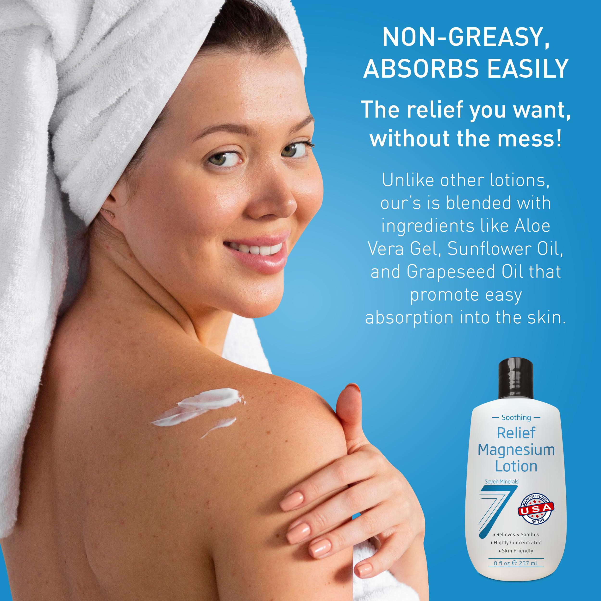 Seven Minerals Lotion Magnésium – ciblage des articulations et crampes avec douceur.