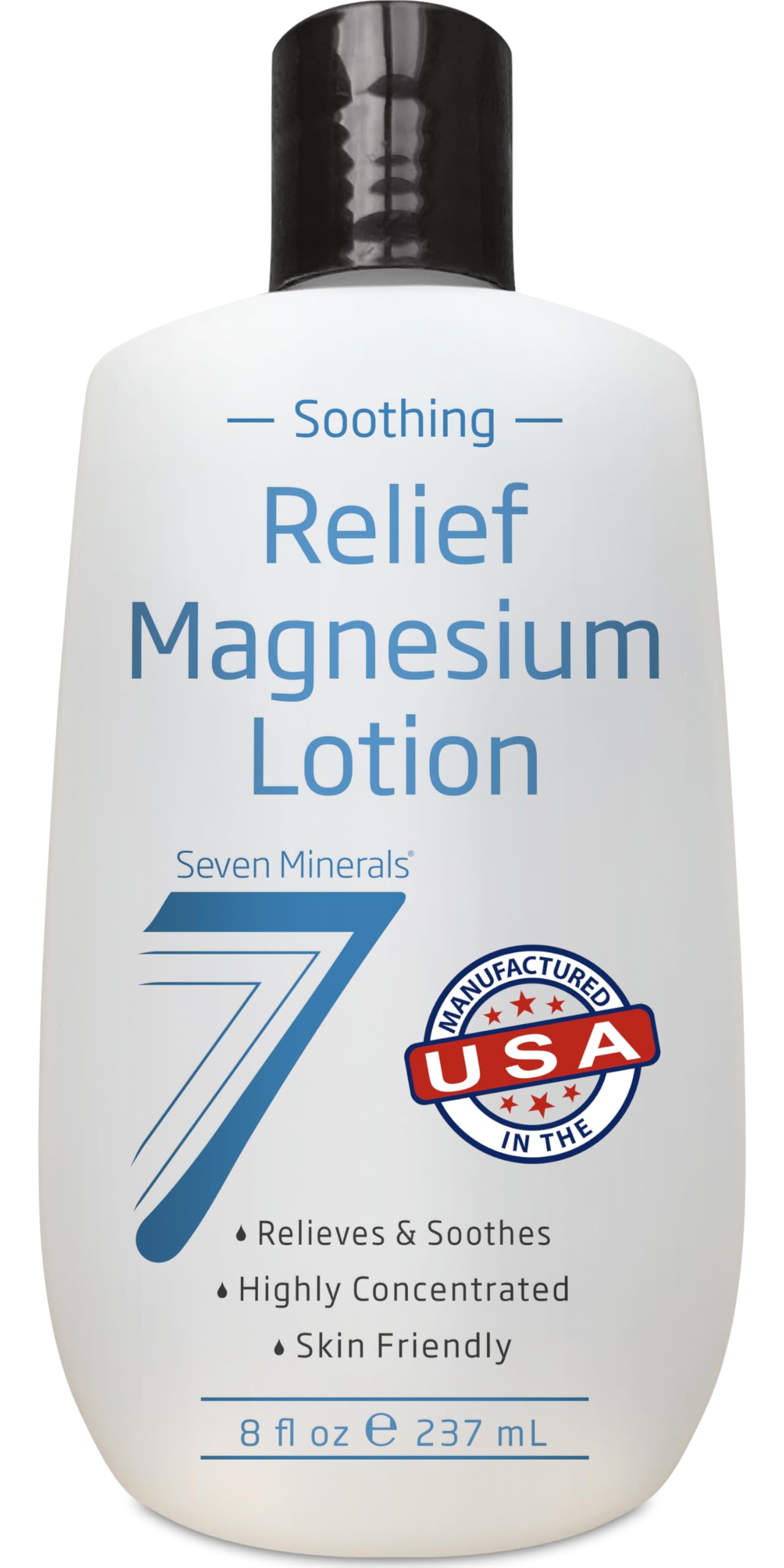Seven Minerals Lotion Magnésium – bouteille 8 oz, propice à la détente après une longue journée.