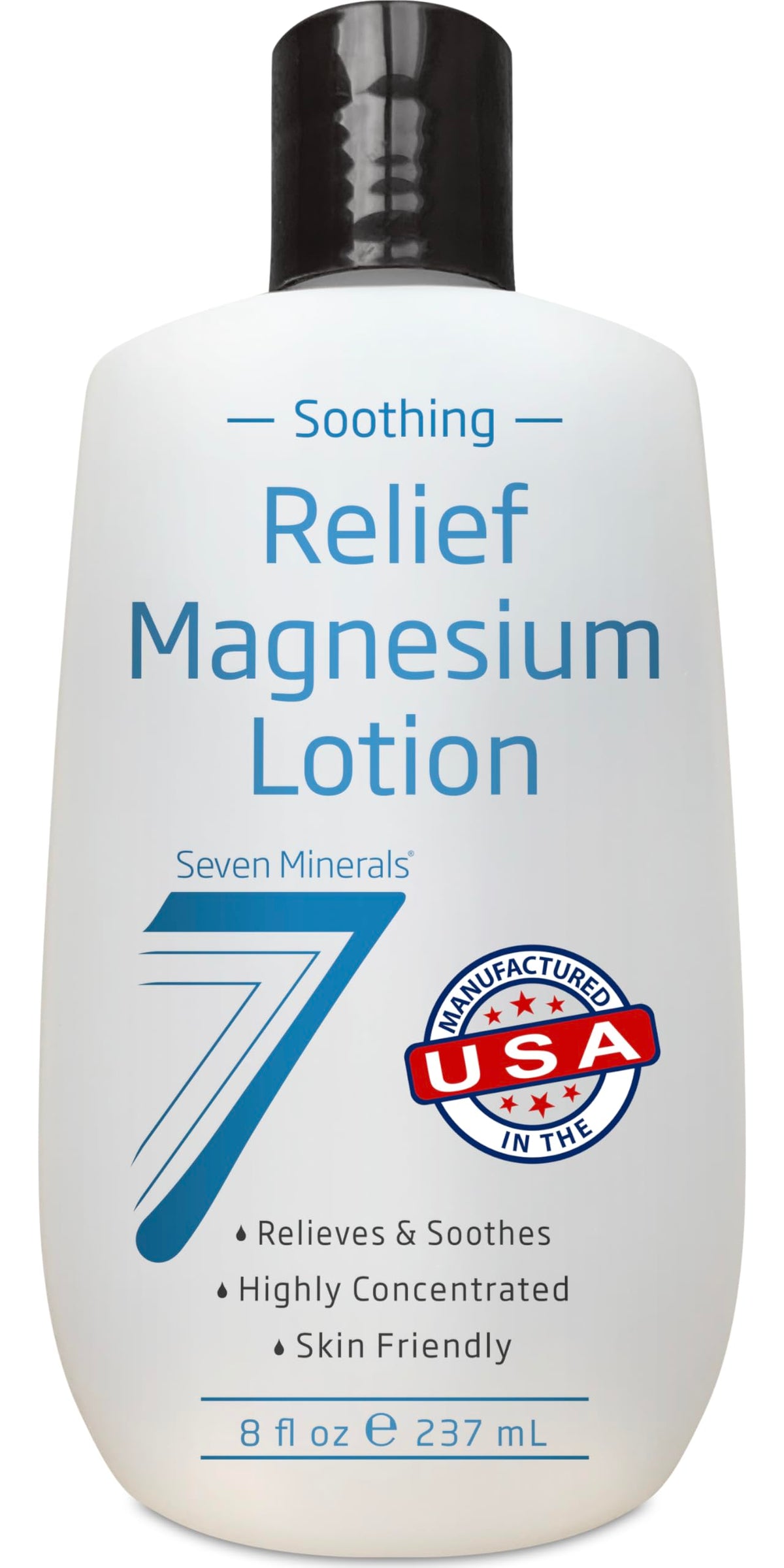 Seven Minerals Lotion Magnésium – bouteille 8 oz, propice à la détente après une longue journée.