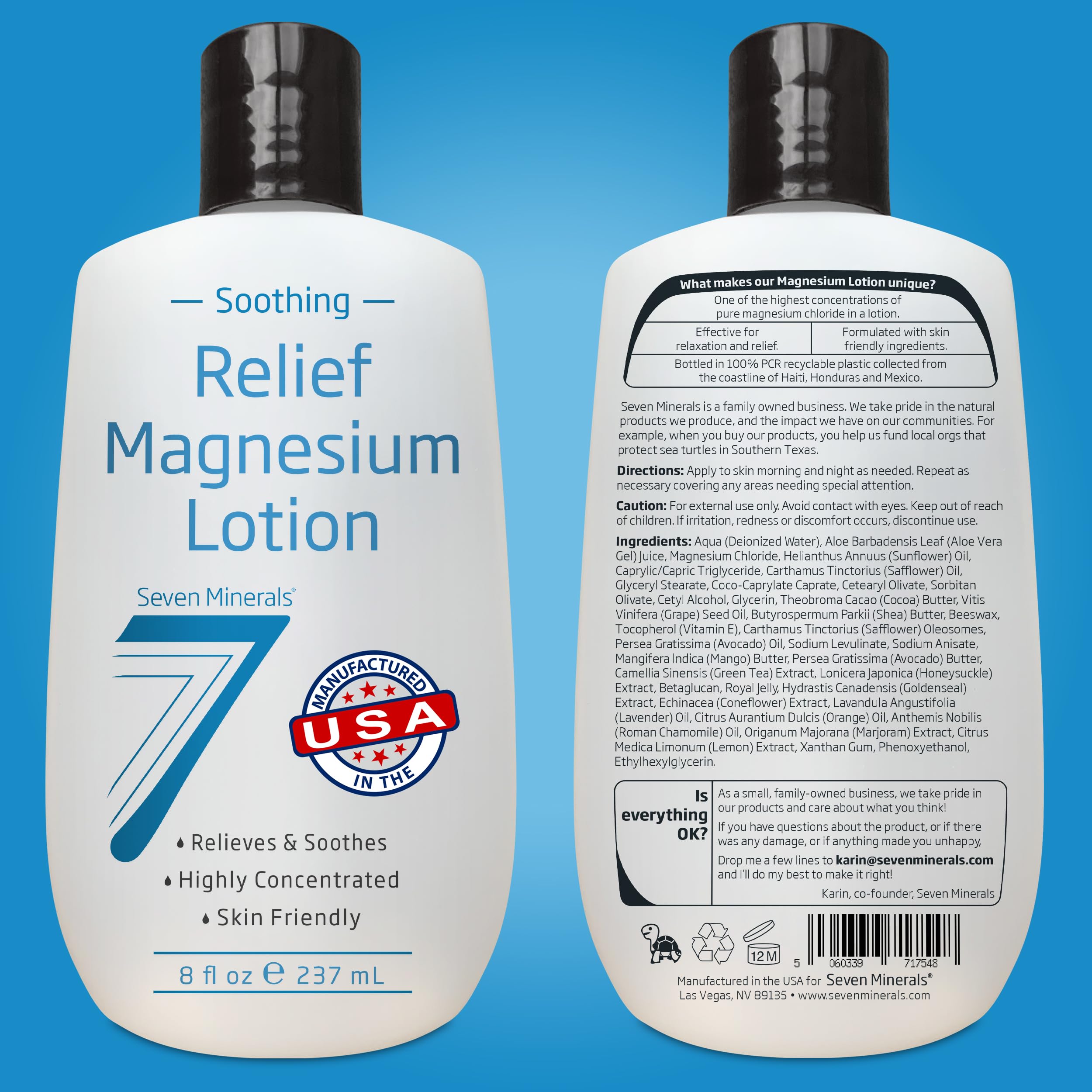 Seven Minerals Lotion Magnésium – formulation douce adaptée à une peau sensible.