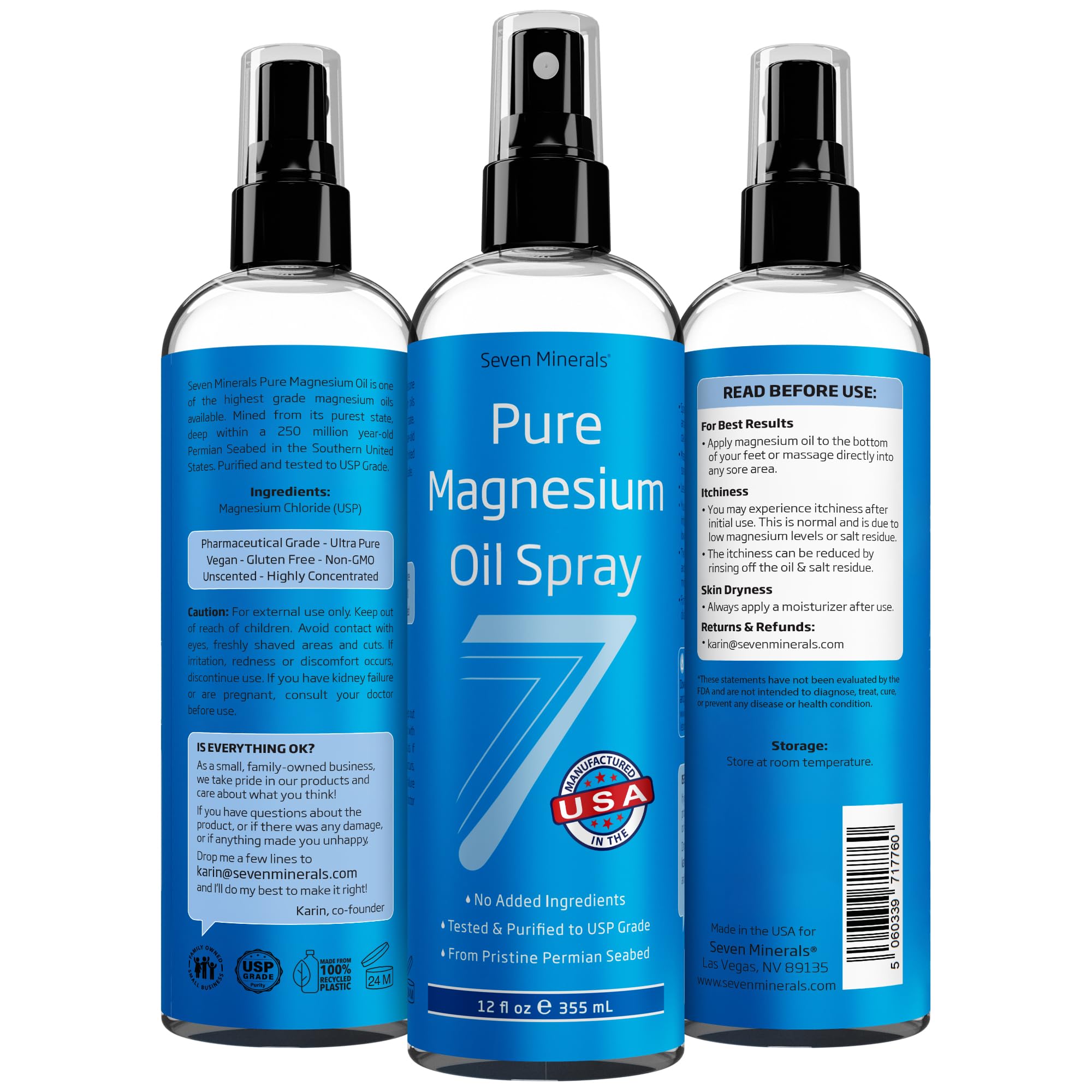Seven Minerals produit fabriqué aux États‑Unis, qualité et traçabilité.