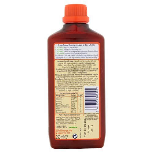 Haliborange – couleur orange naturelle visible dans le liquide.
