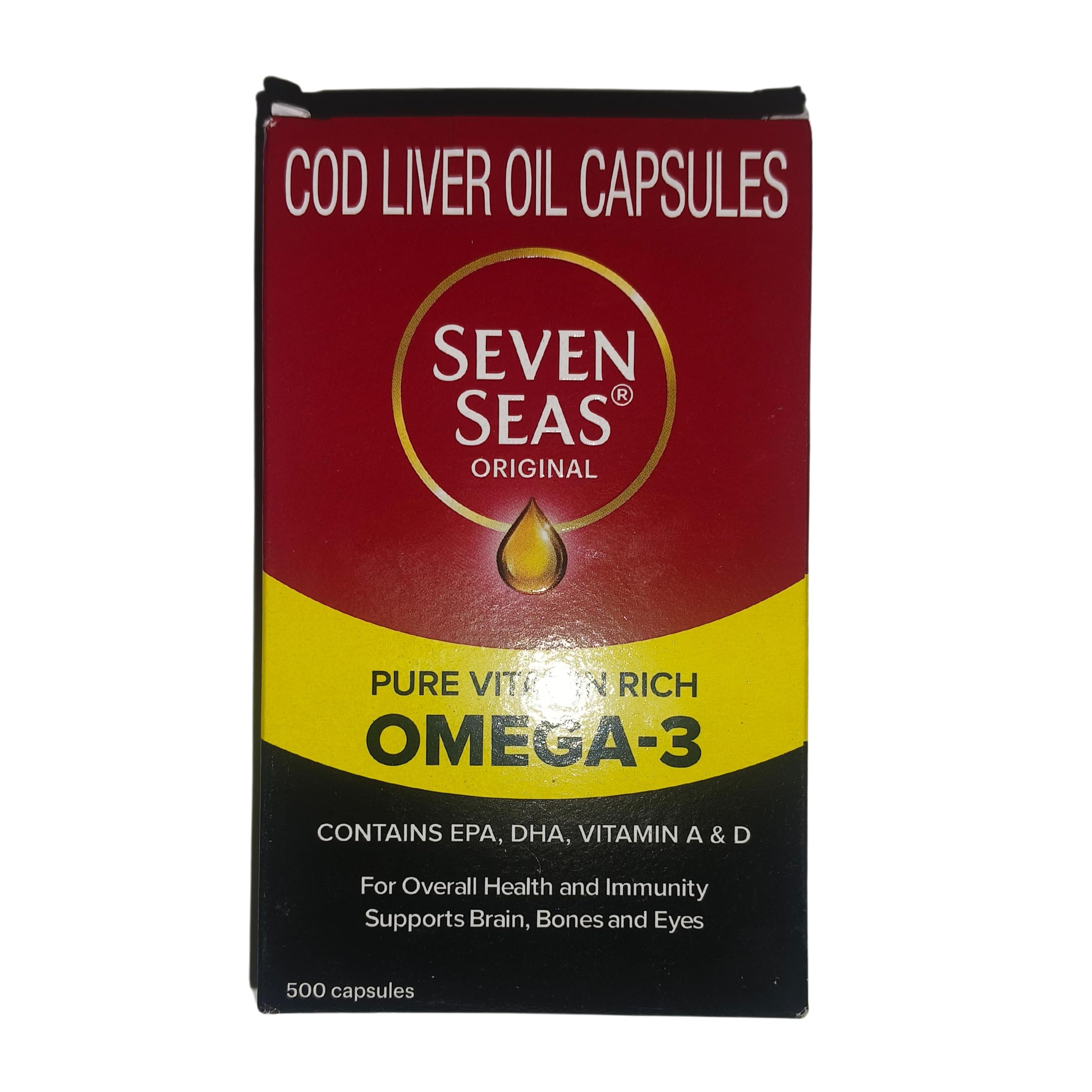 Seven Seas Huile de Foie de Morue – capsules visibles, prêt à avaler