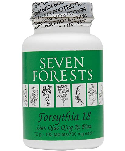 Seven Forests Forsythia 18-100 tablettes dans la bouteille, usage quotidien pratique.