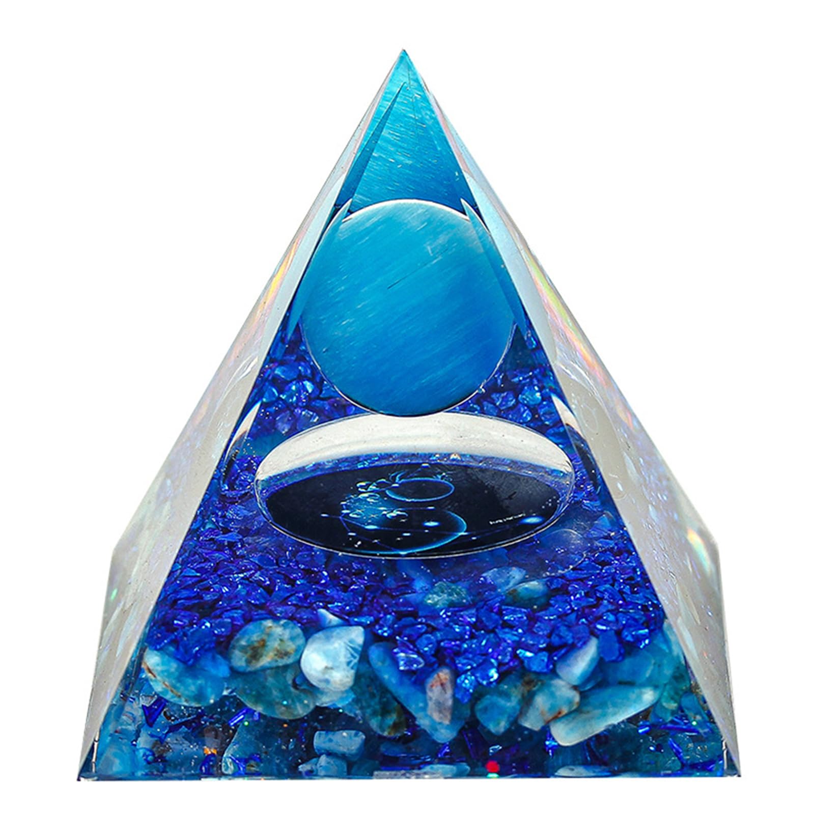 SEVNPRIME pyramide d'orgonite bleu – détail de constellation pour déco