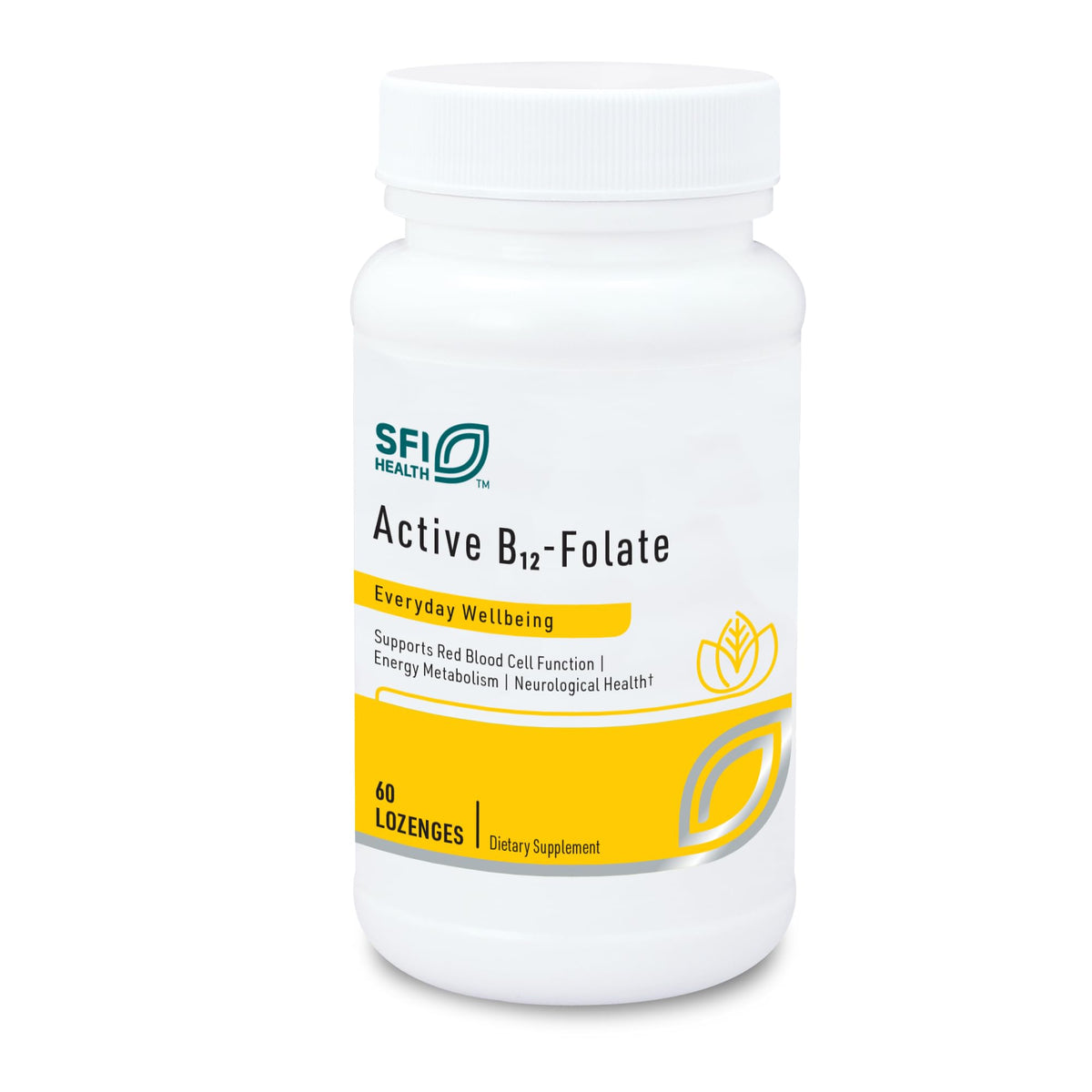 SFI Health Active B12 et Folate, lozenge sous-langue facilitant l'énergie durable.