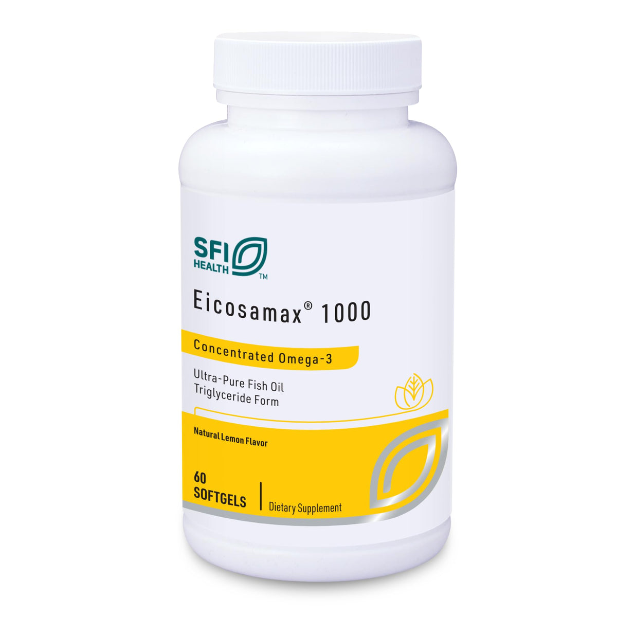 SFI Health Eicosamax – bouteille avec étiquette lisible, pratique et durable.