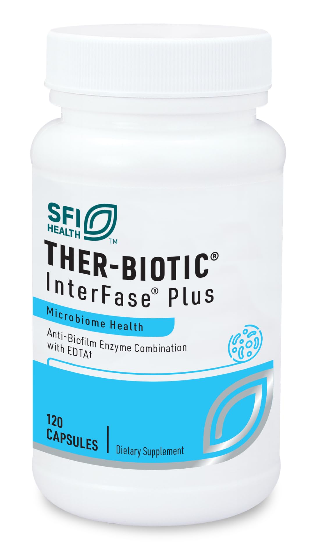 Interfase Plus par SFI Health : enzymes et EDTA ciblant la biofilm pour l'équilibre intestinal.