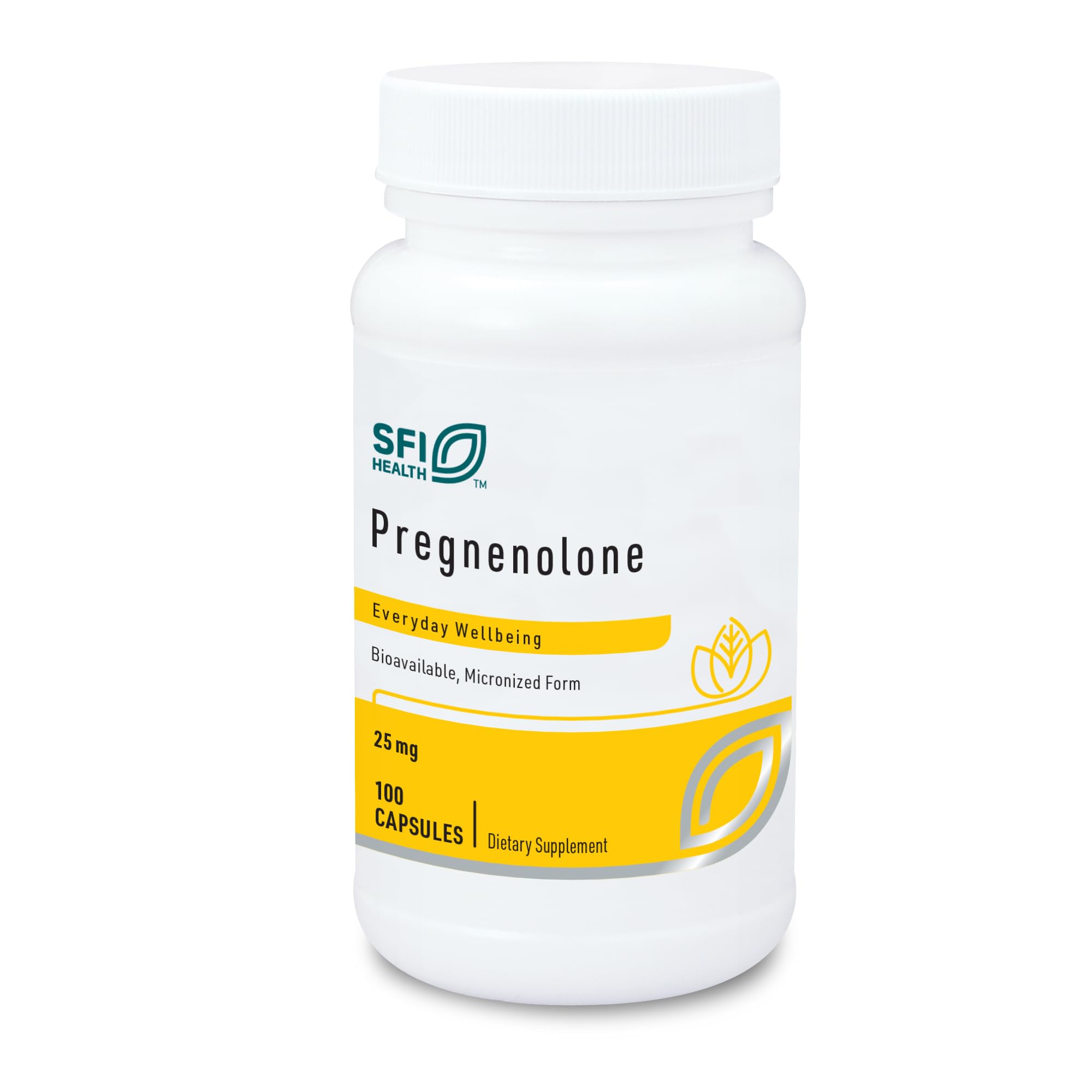 Klaire Labs SFI Health Pregnenolone, bouteille visible, potentiel soutien énergie naturelle