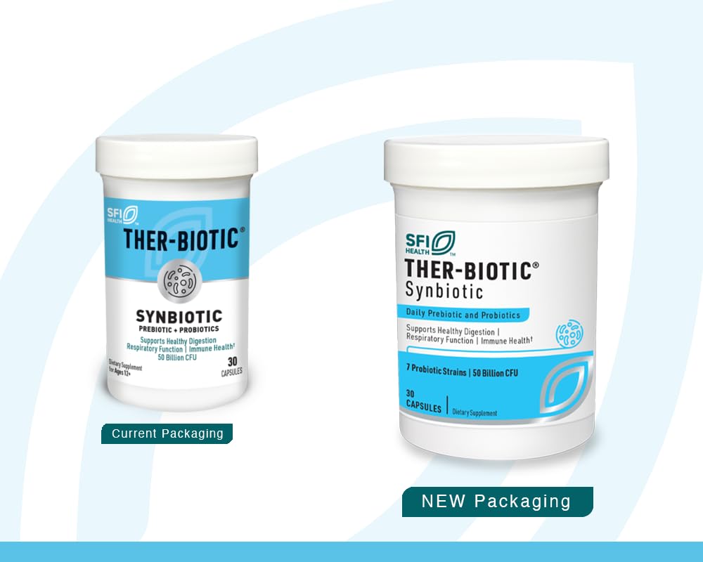 Capsules Ther-Biotic en gros plan, prise quotidienne pratique et régulière.