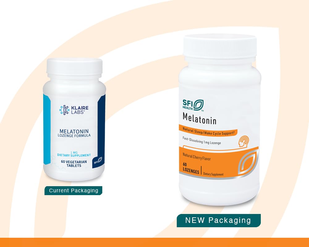 Klaire Labs SFI Health mélatonine 1 mg, sans colorants artificiels, choix hypoallergénique.