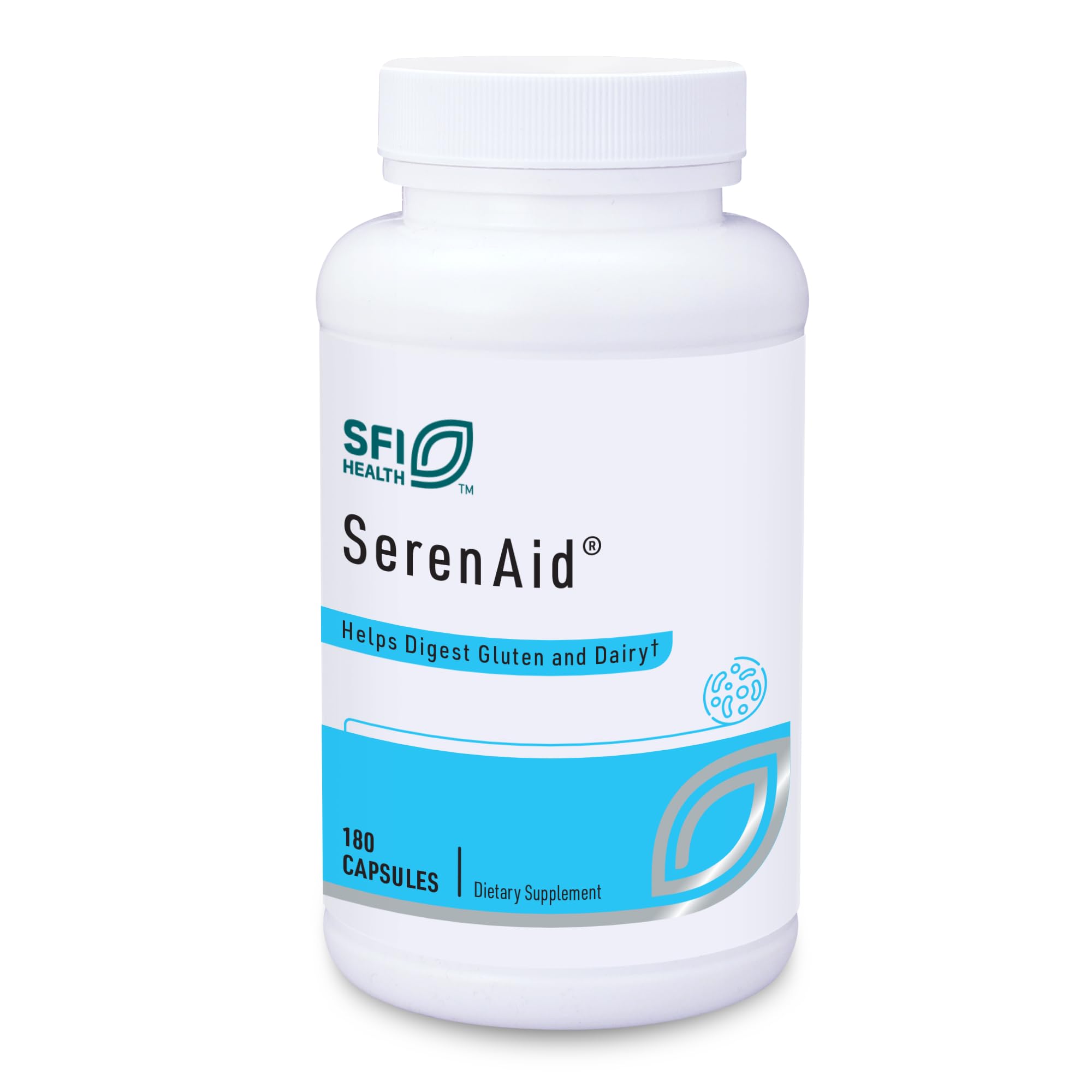 SerenAid sur bouteille: complément enzymatique végétarien pour la digestion