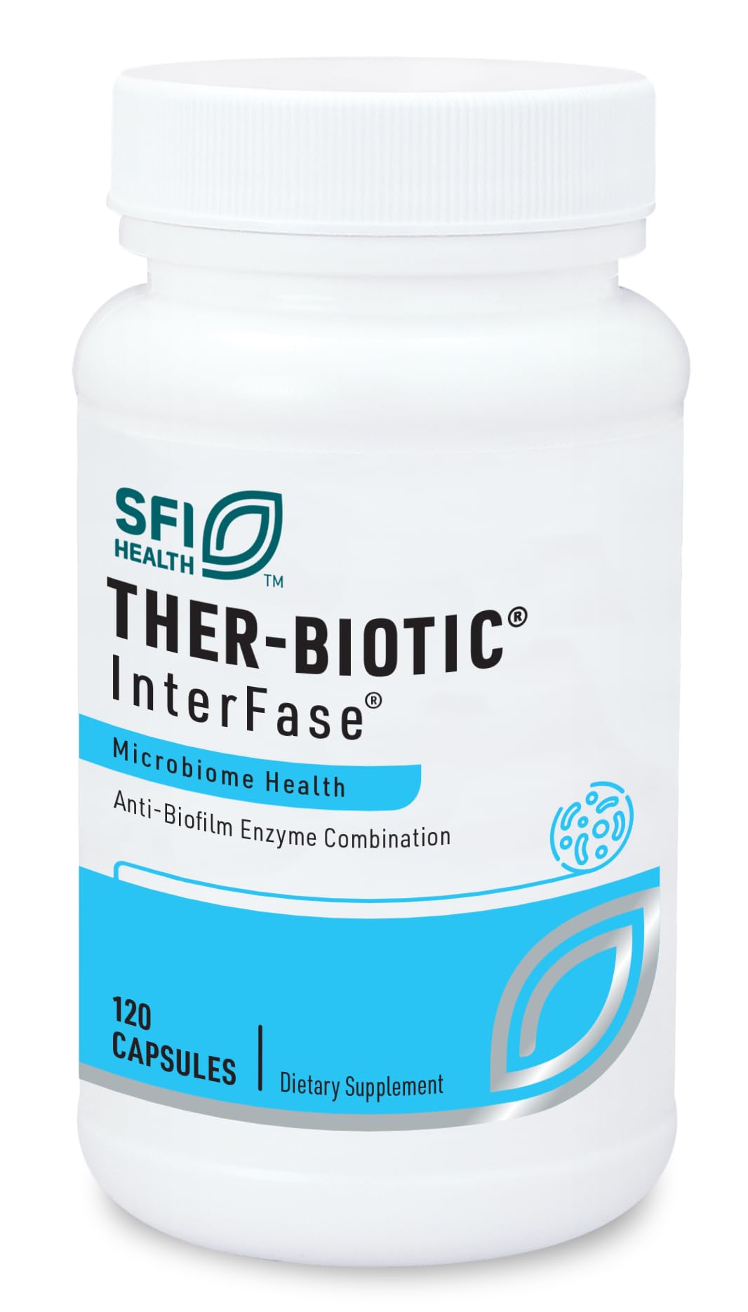 Ther-Biotic InterFase de SFI Health, bouteille, soutien potentiel de l'équilibre intestinal.