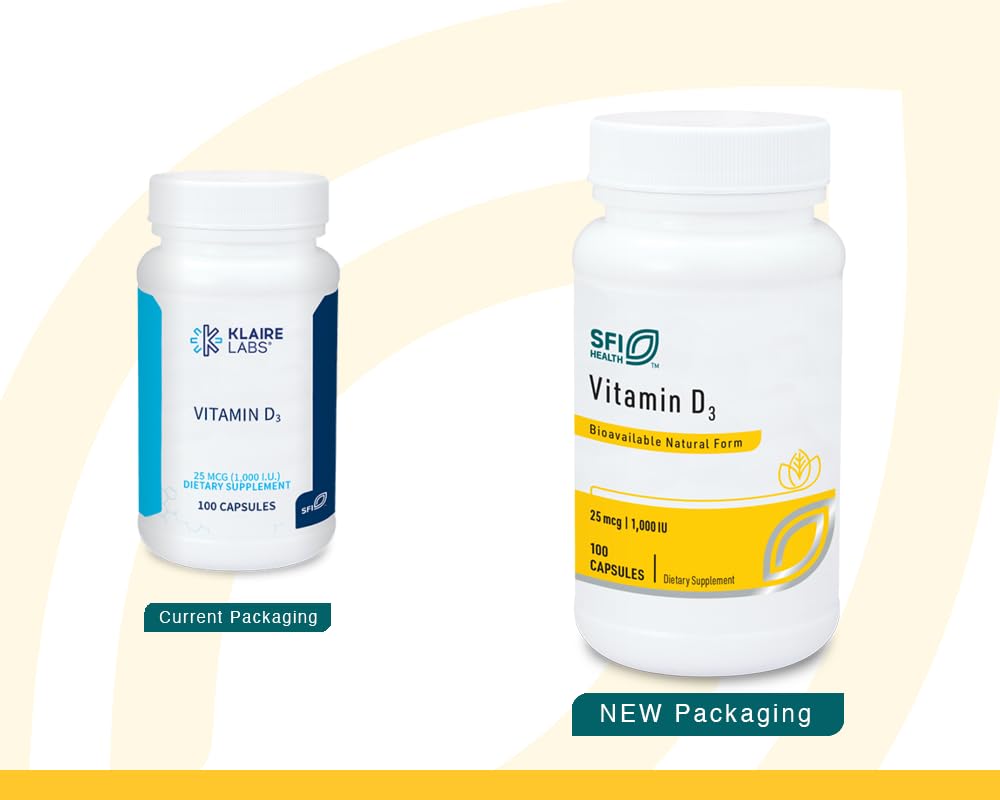SFI Health Vitamine D3 1000 UI – gélules prêtes à l'emploi pour l'absorption du calcium.