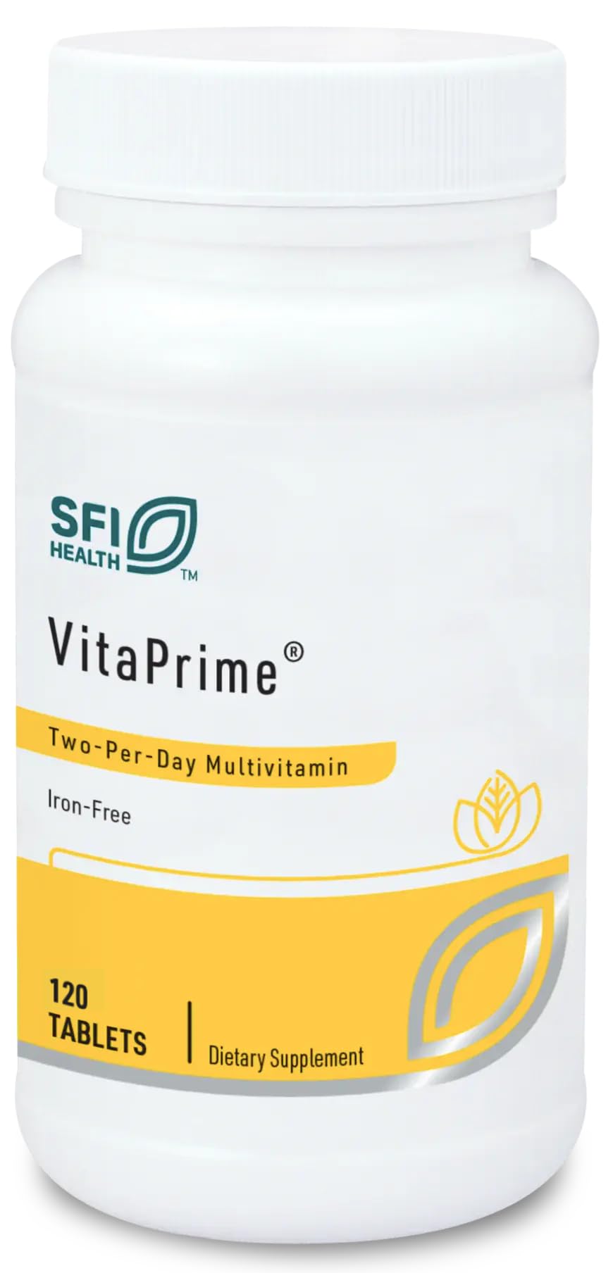 SFI Health VitaPrime, bouteille de tablettes, soutien nutritionnel quotidien pratique.