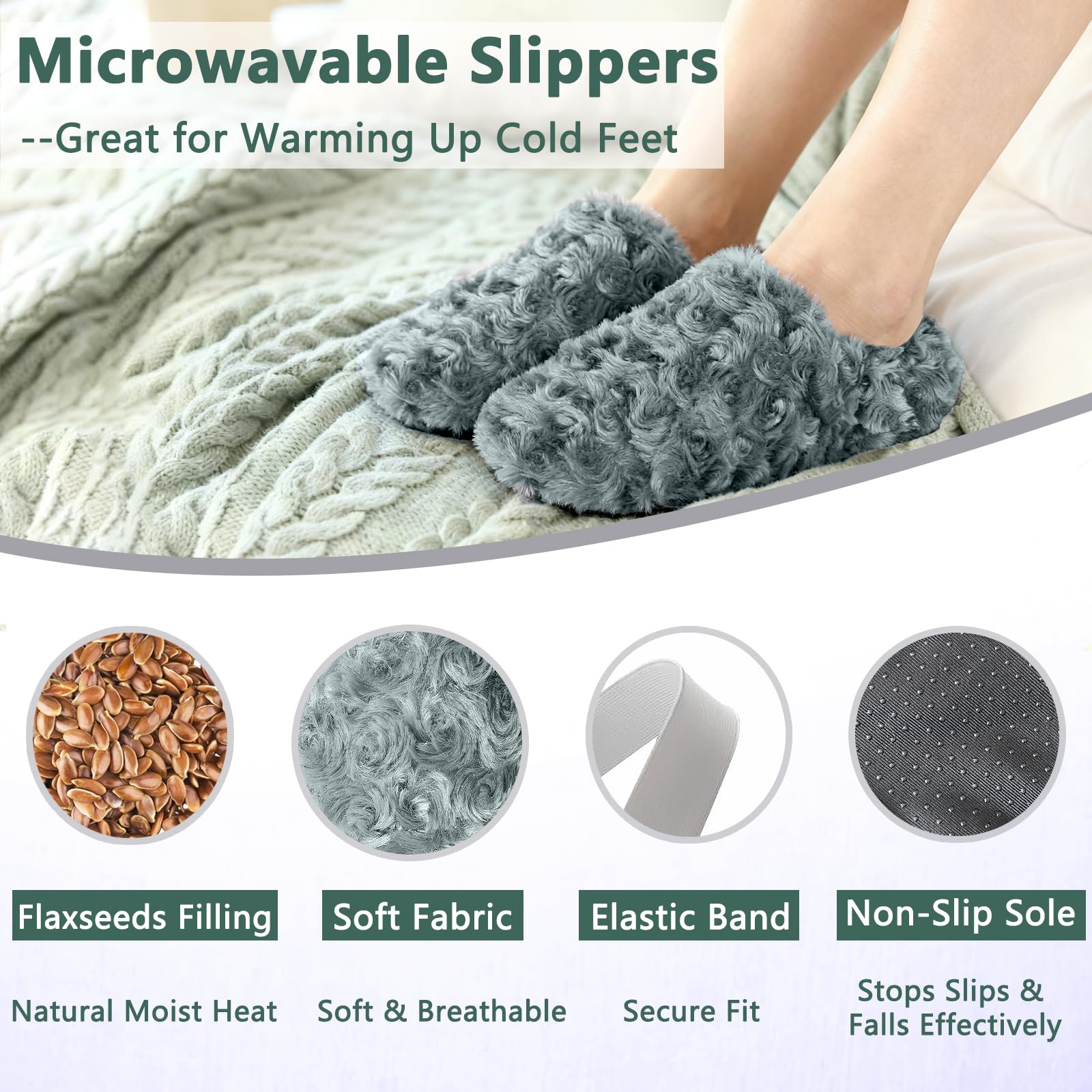 Chaussons microondes Sfiocoopck vue arrière, maintien et chaleur enveloppante.