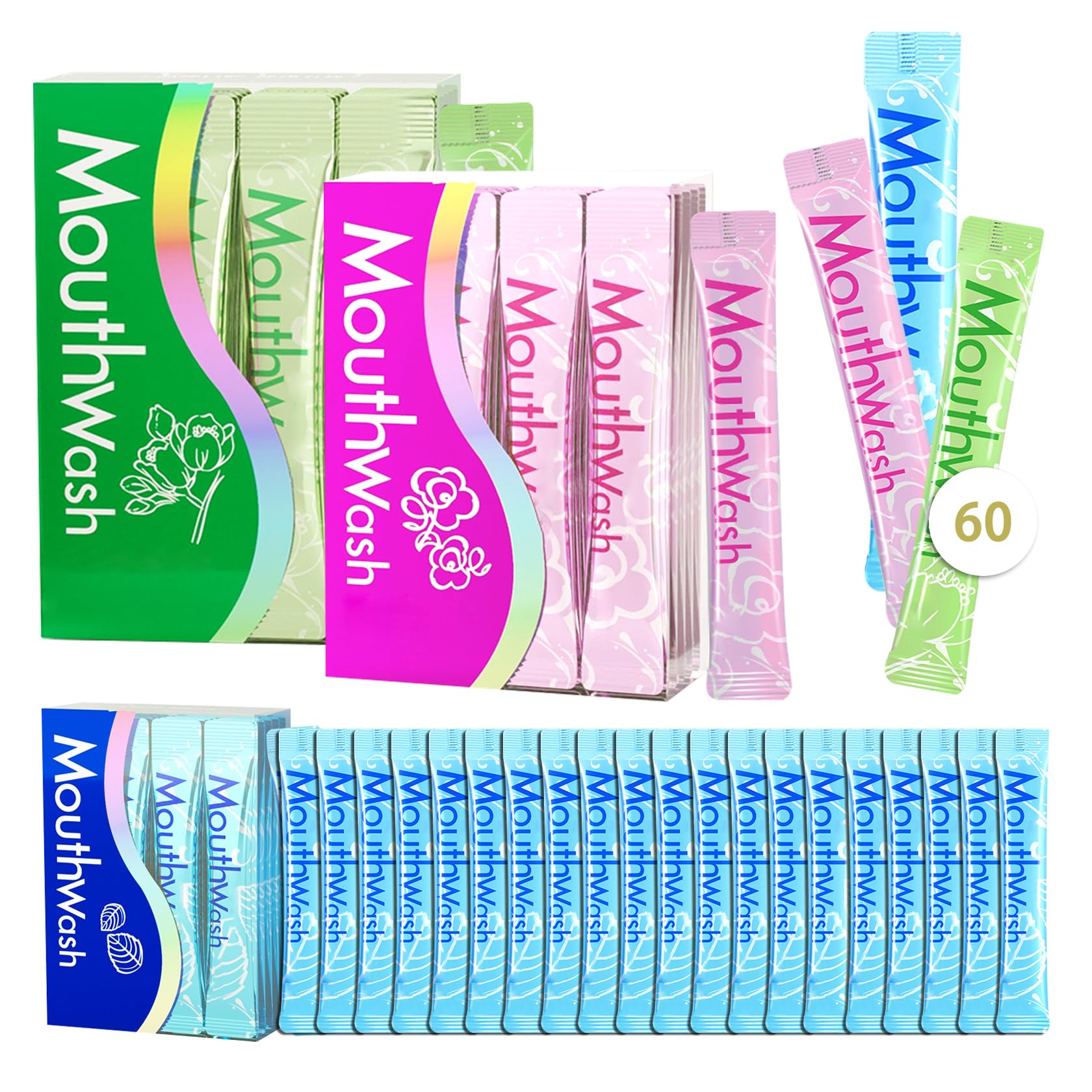 SGZWzhiwei bain de bouche voyage mini 60 pièces pack – pratique pour les déplacements