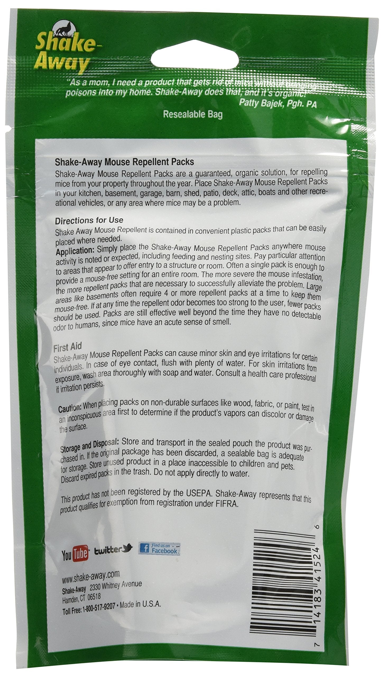Shake-Away emballage répulsifs souris intérieur, solution discrète pour éloigner les nuisibles sans pièges.