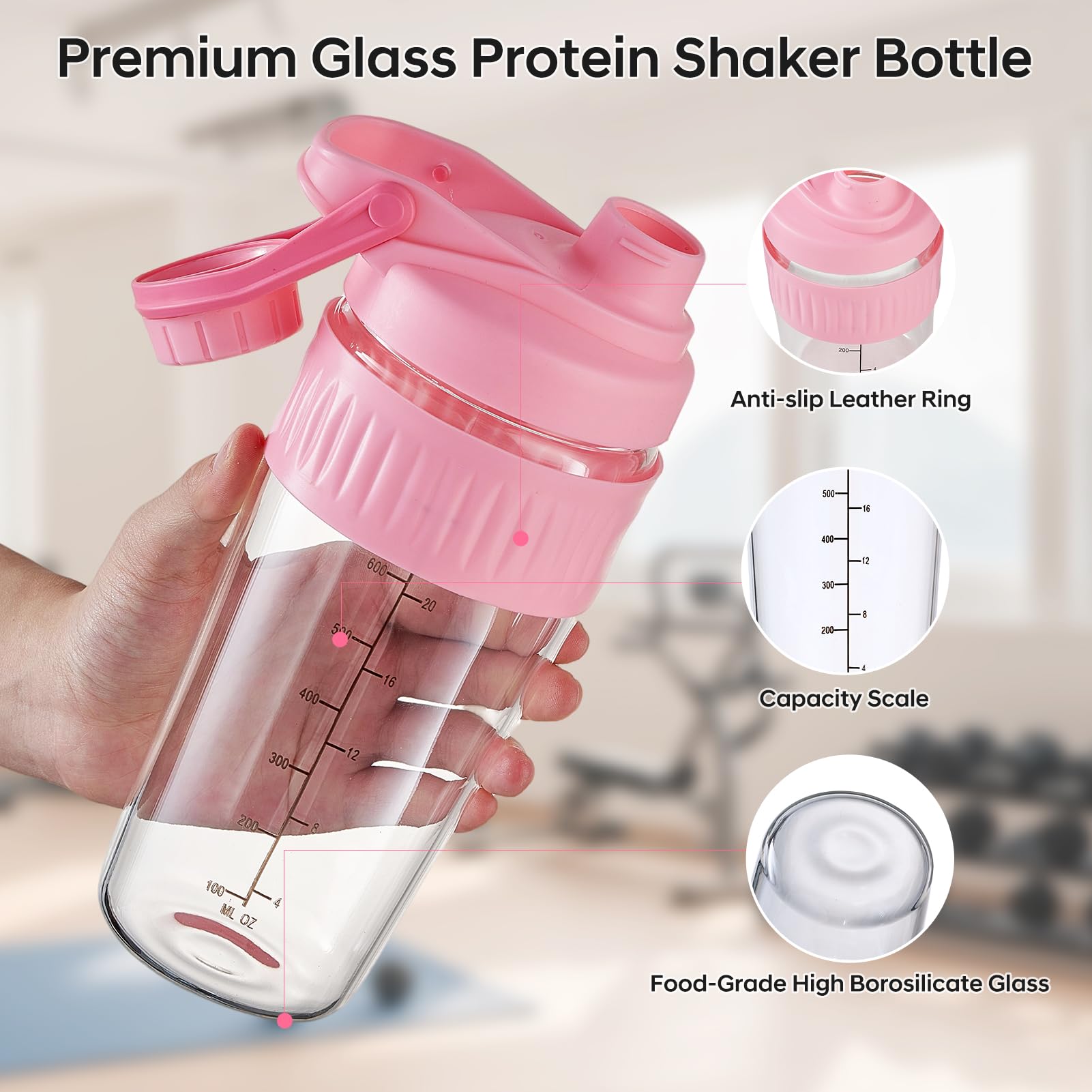 ShakeXpert shaker-verre-24oz balle-melange-inox, mélange homogène rapide.