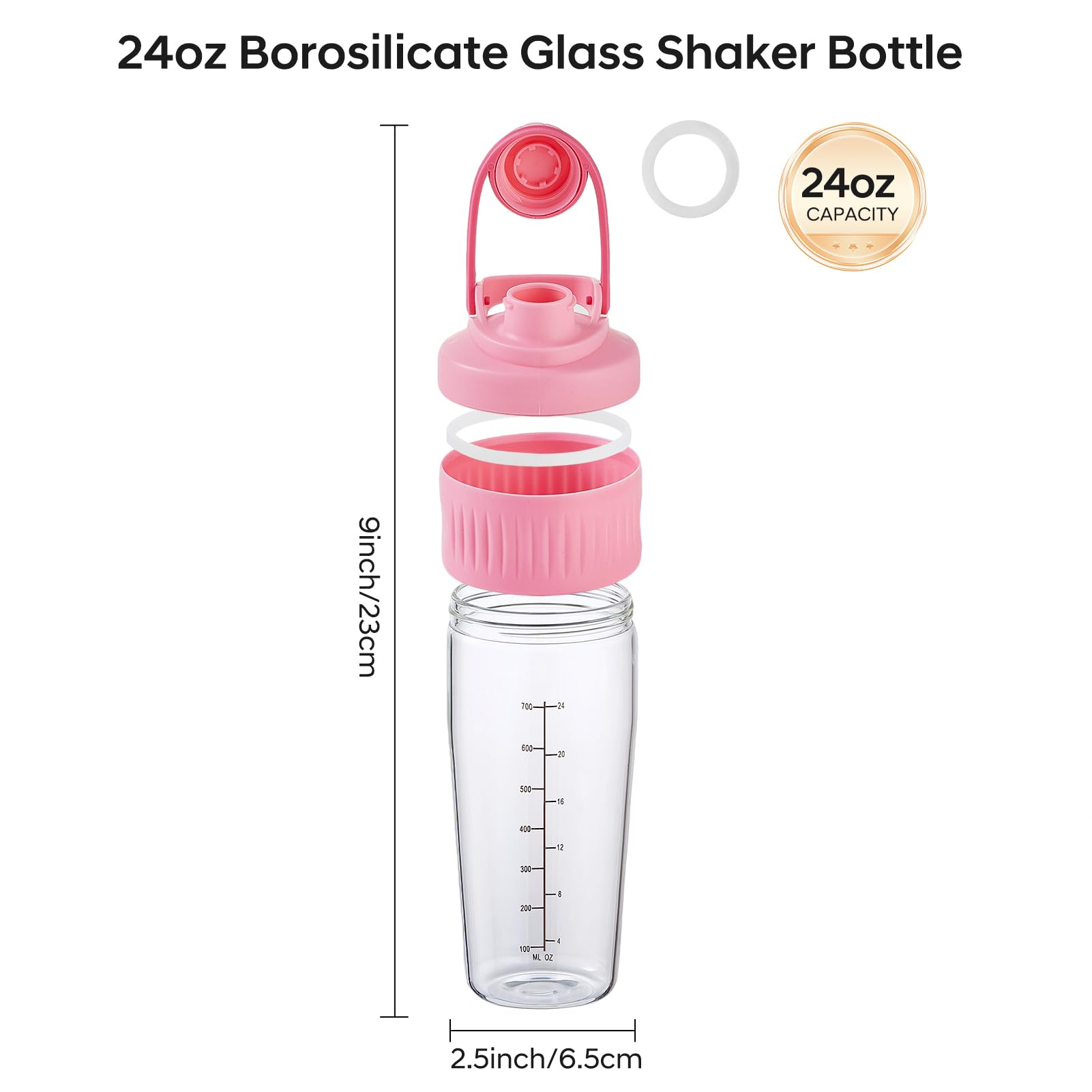ShakeXpert shaker-verre-24oz couvercle-etanche, pas de fuite pendant le mélange.