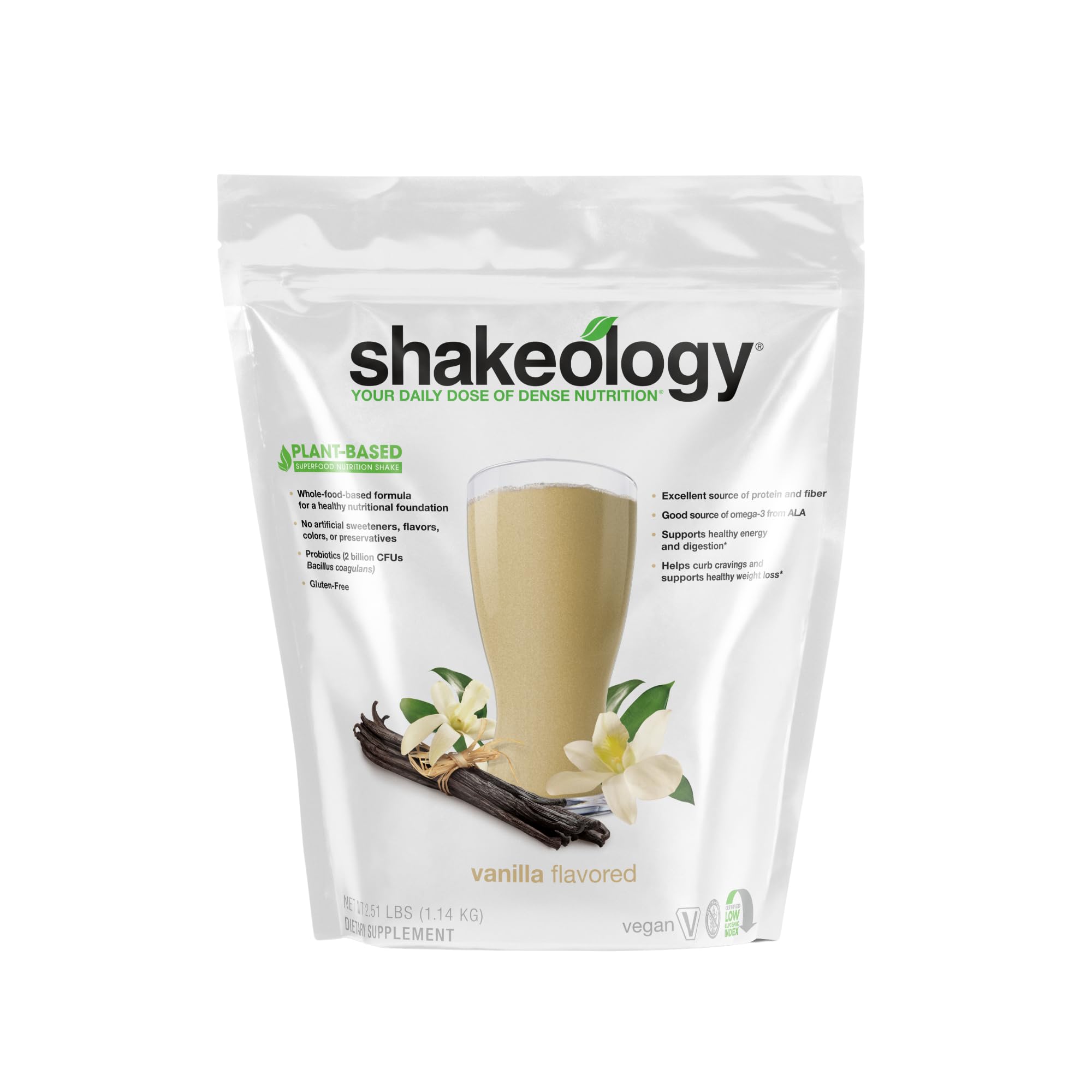 Shakeology Vanille: verre de shake protéiné végétal pour satiété.