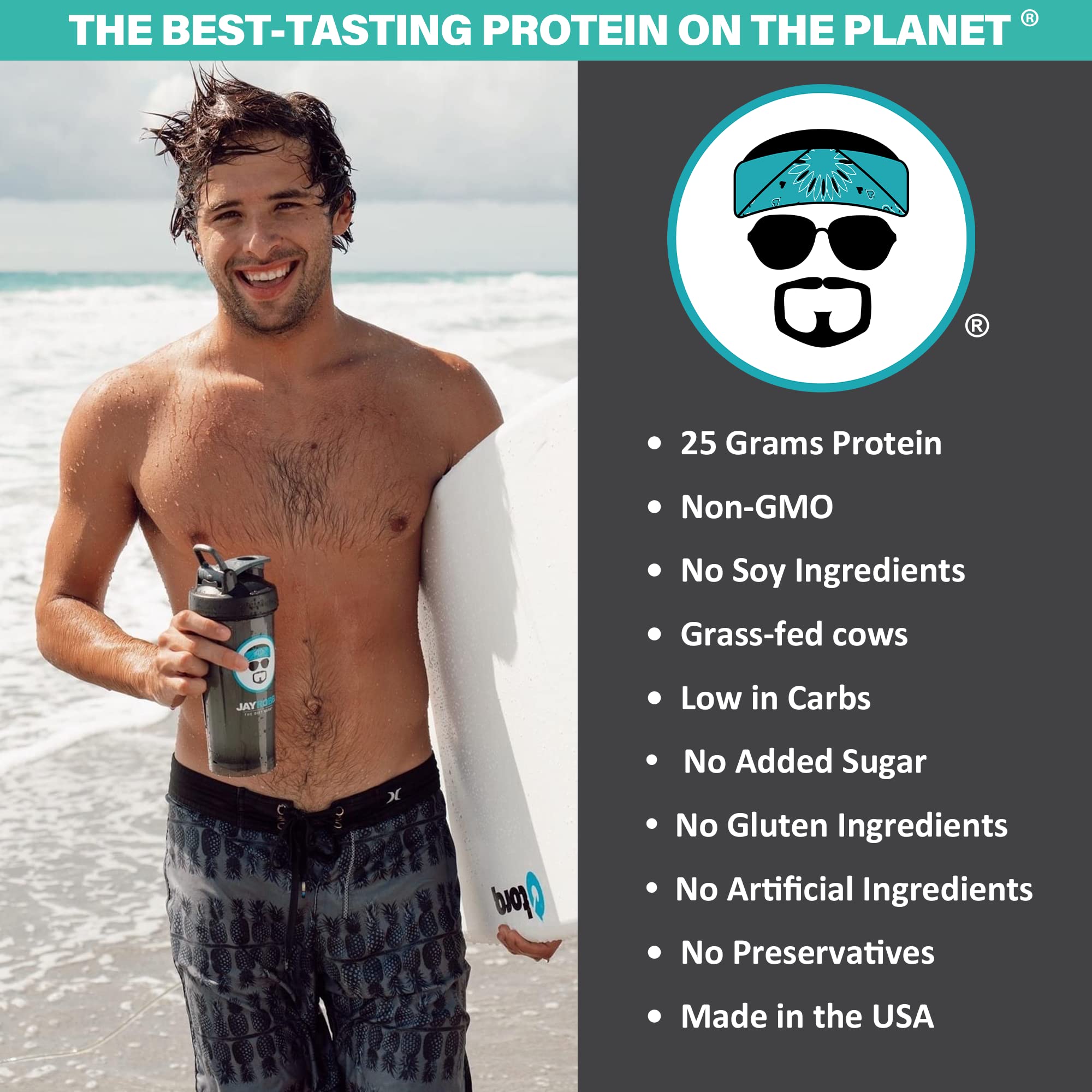 Shaker JAYROBB Whey Protein Fraise, goût rapide et nutritif après l'effort.
