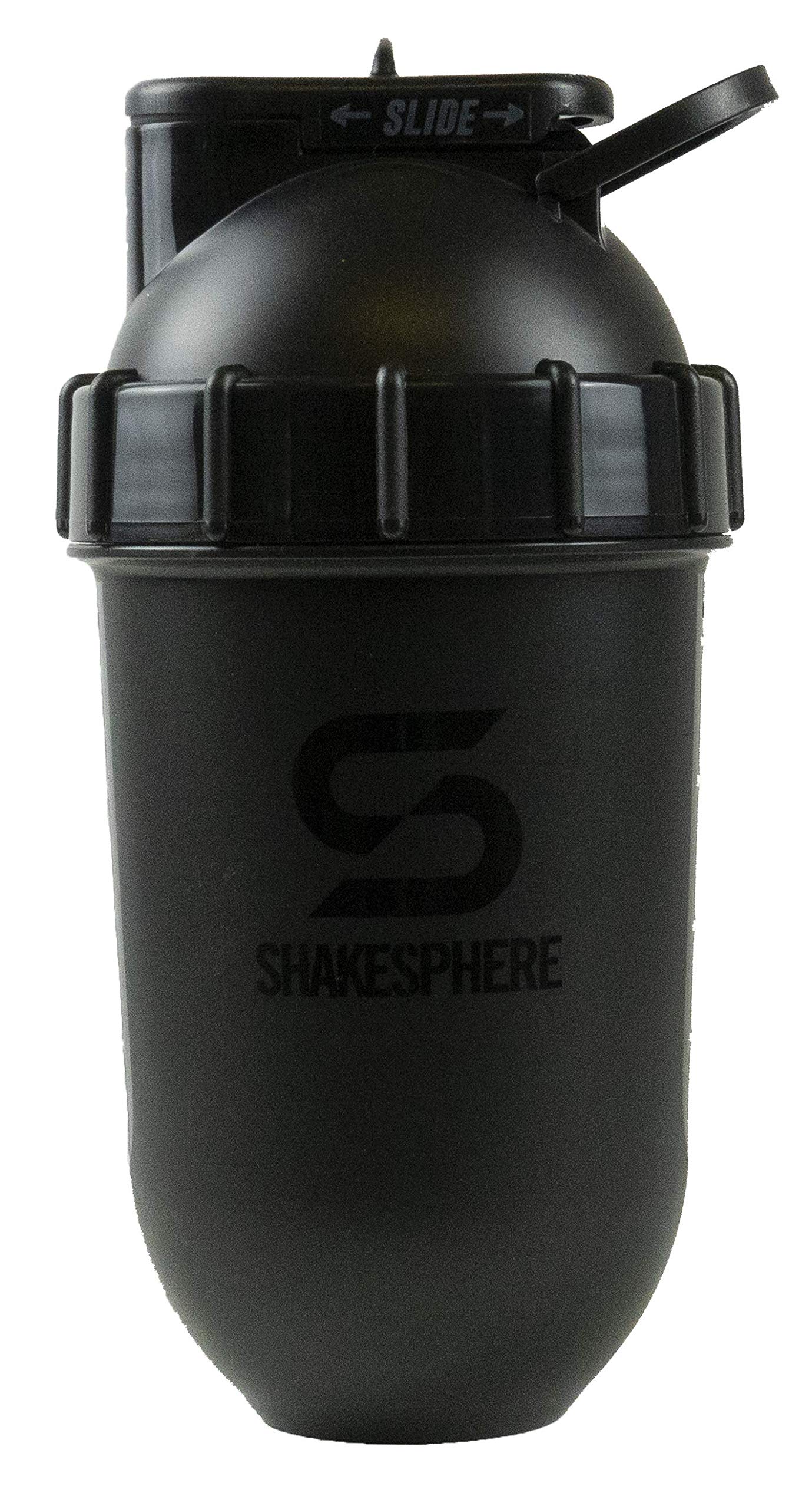 SHAKESPHERE bouteille shaker 24oz noire brillante, design élégant et anti-fuite.