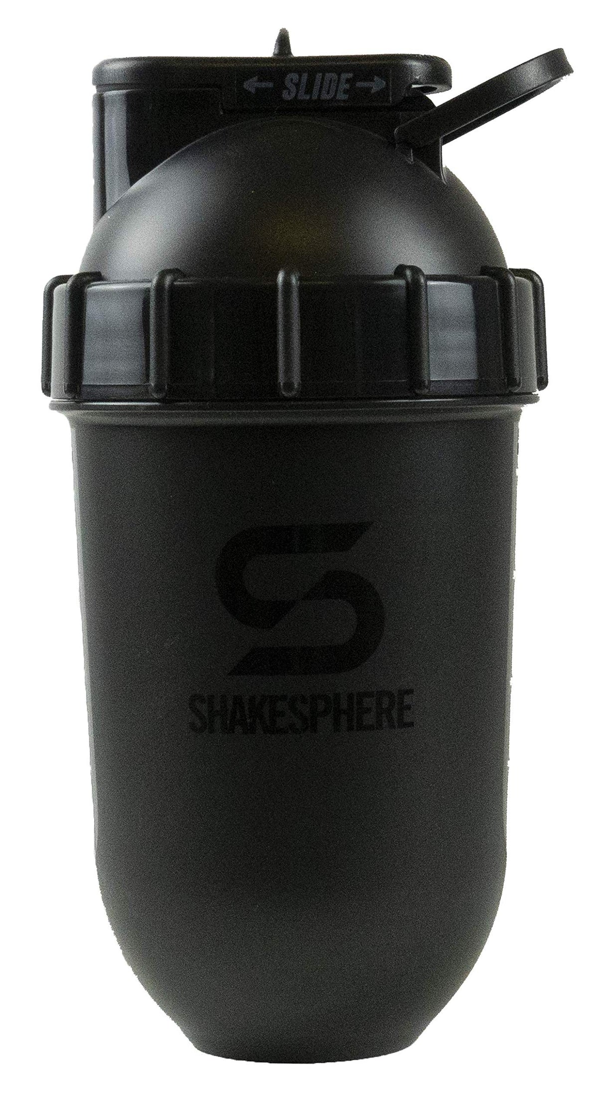 SHAKESPHERE bouteille shaker 24oz noire brillante, design élégant et anti-fuite.