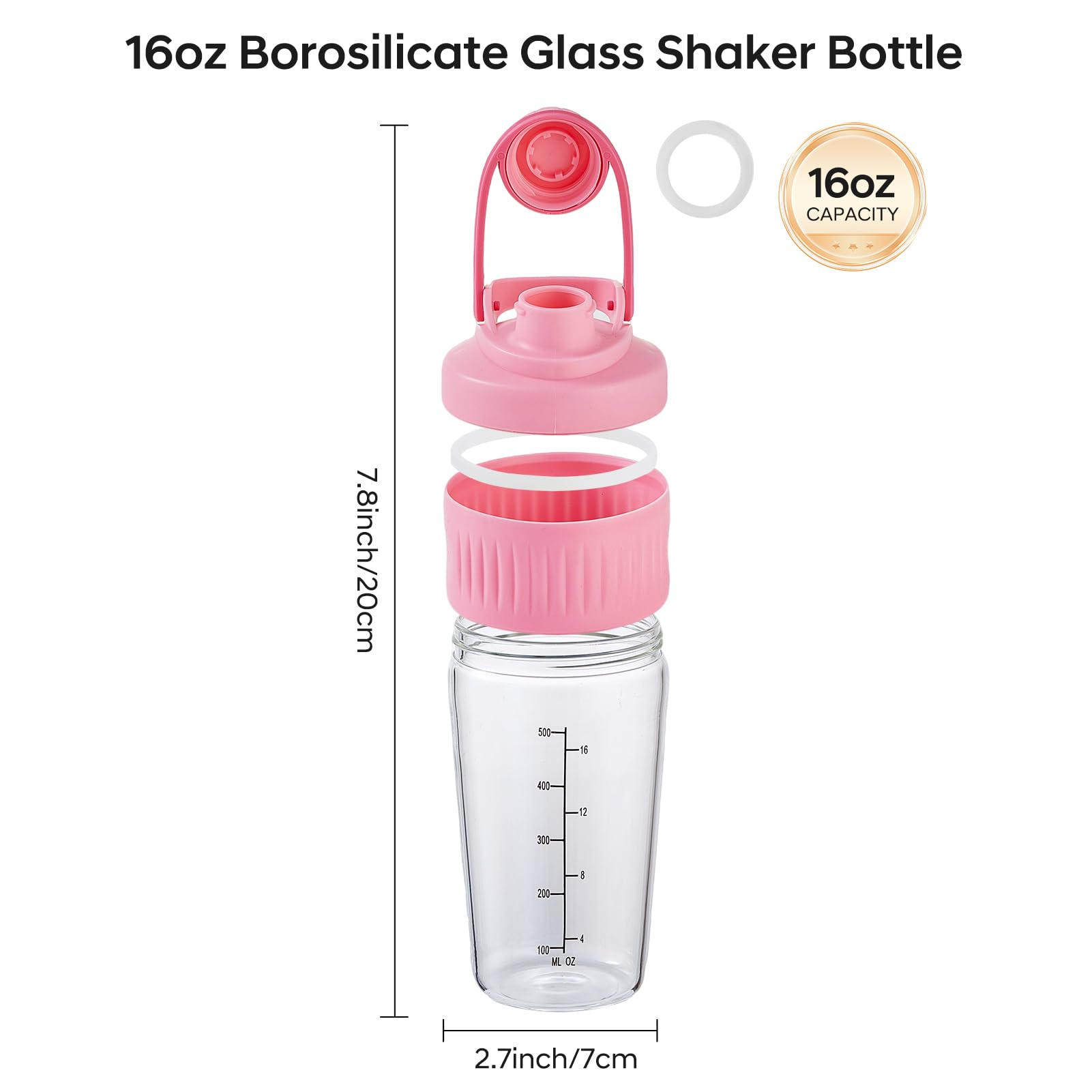 ShakeXpert poignee ergonomique verre rose facilite le transport