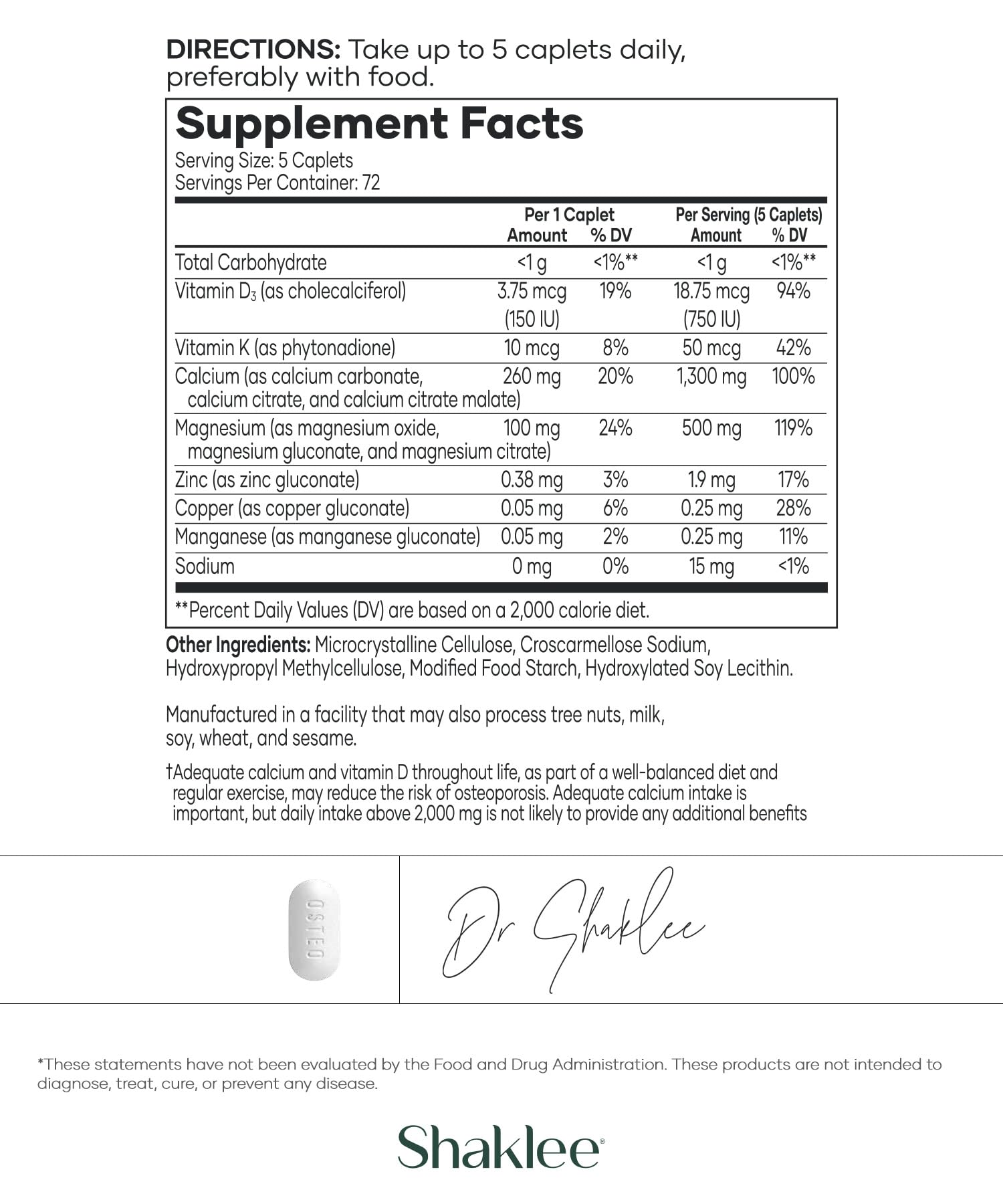 Shaklee OsteoMatrix vitamine D et K favorisant l’absorption du calcium