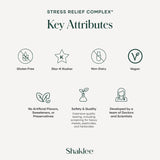 Shaklee Stress Relief Complex, ingrédients dont L-théanine, favorisant détente et concentration.