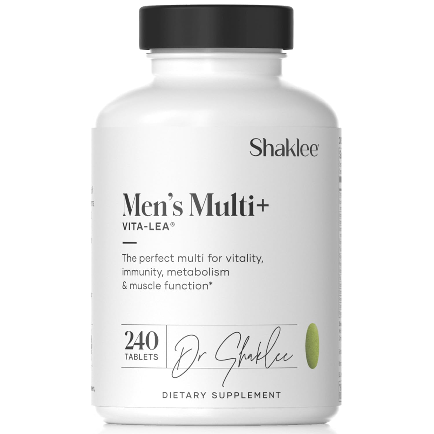 Shaklee Vita-Lea Men – bouteille et comprimés, soutien potentiel énergie quotidienne.