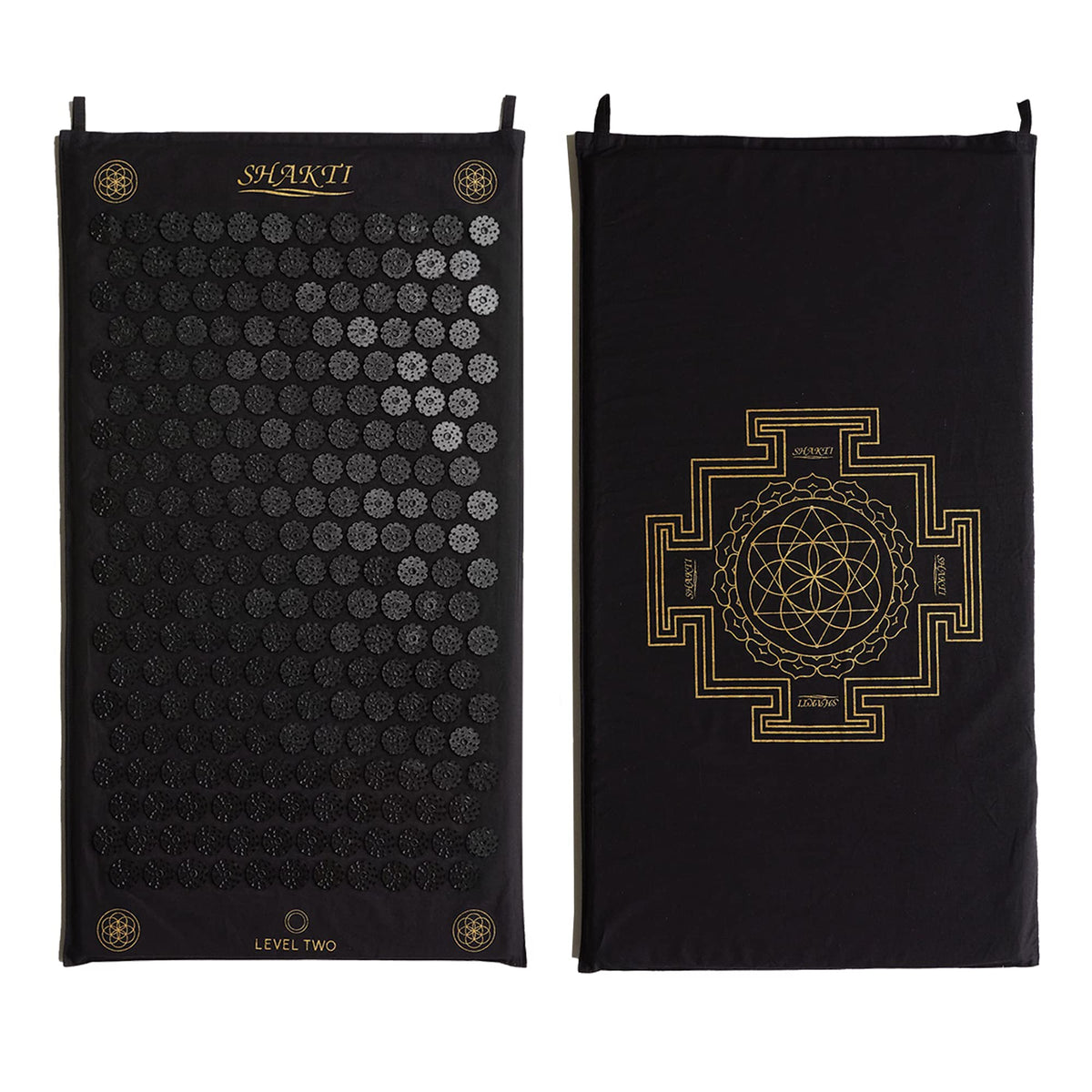 ShaktiMat Classic: tapis d'acupression noir, intensité 2, favorise relaxation et concentration.