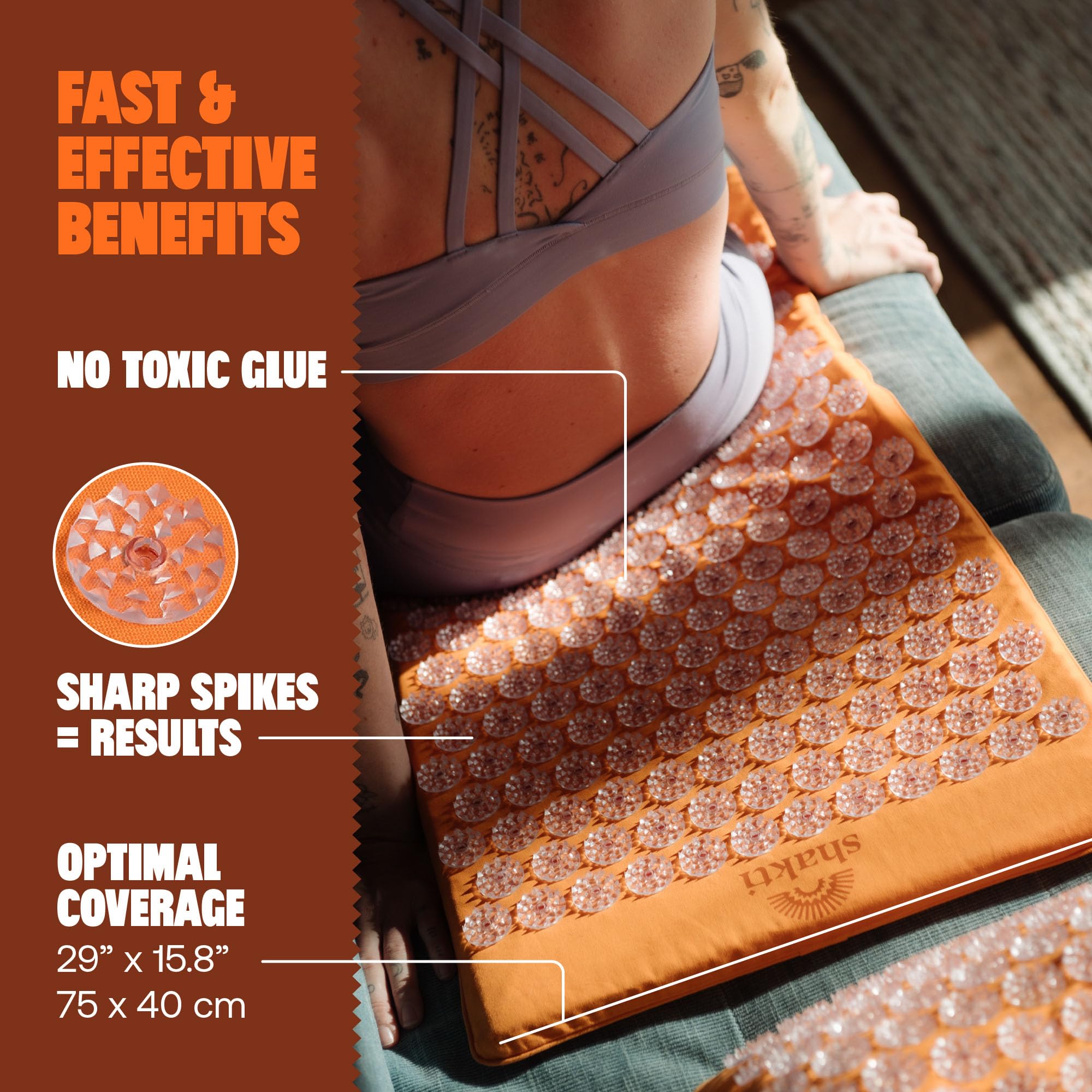 ShaktiMat – picots et Blissfoam offrent un confort profond.
