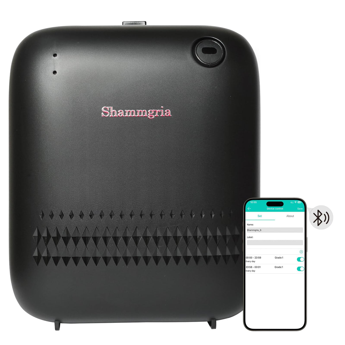 Diffuseur Shammgria montrant la diffusion d’air froid et 150 ml.