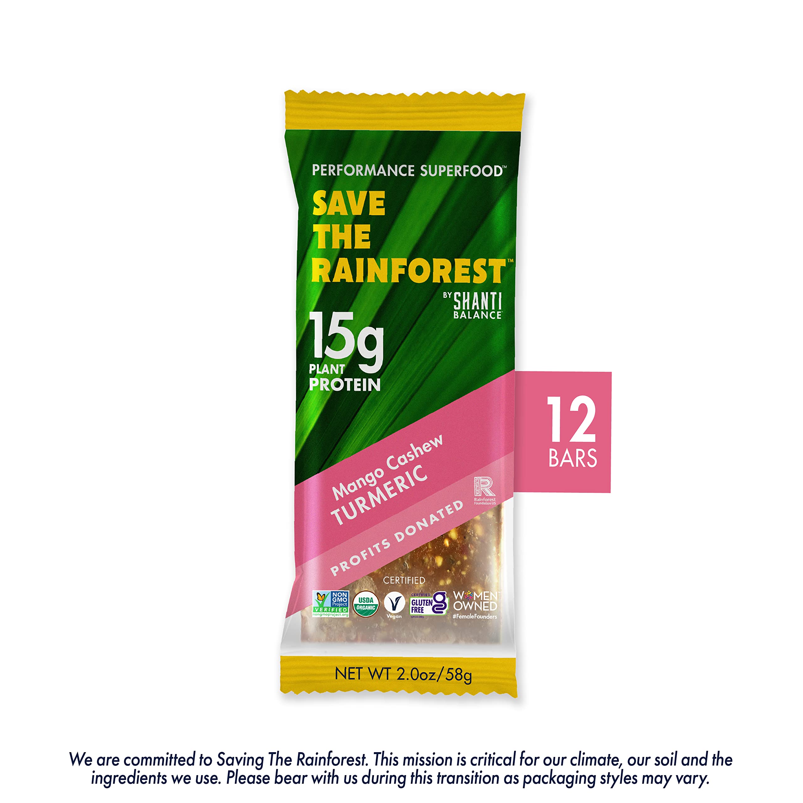 Barre SHANTI BALANCE Morceaux mangue et cajou dans une texture moelleuse curcuma.