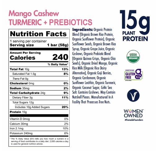 Barre SHANTI BALANCE Protéine végétale 15 g et goût mangue-cajou-curcuma.