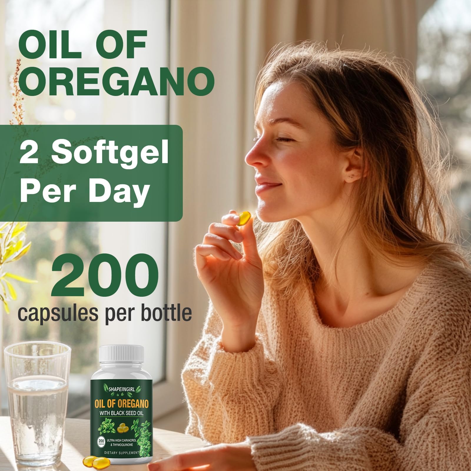 SHAPEINGIRL extrait carvacrol-thymoquinone, formulation naturelle pour soutien.