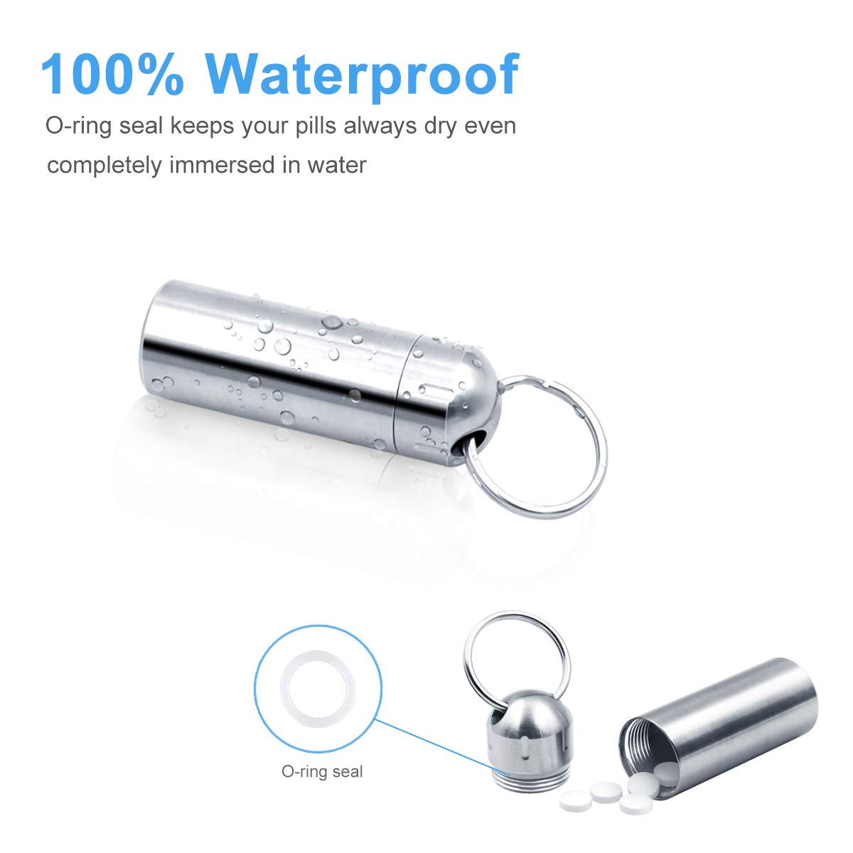 SHD étui-pilules imperméable en inox protège les médicaments contre l’eau.