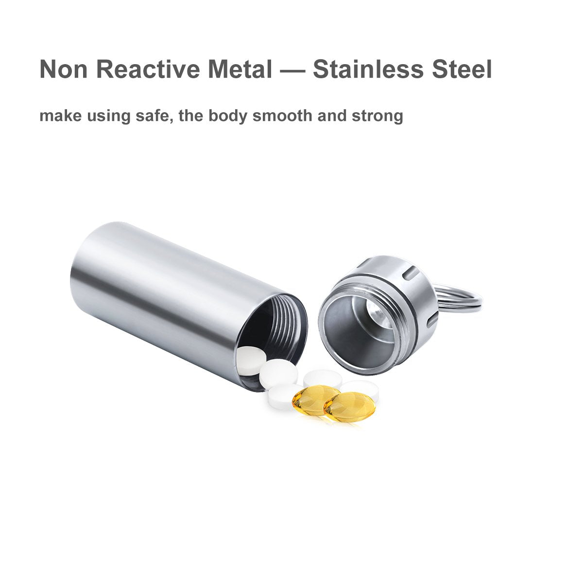 SHD porte-clef-pilules mini-inox argenté, transport facile au quotidien.