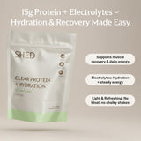 Shed Nutrition protéine claire Coco Lime — shaker qui se mélange facilement sans grumeaux.