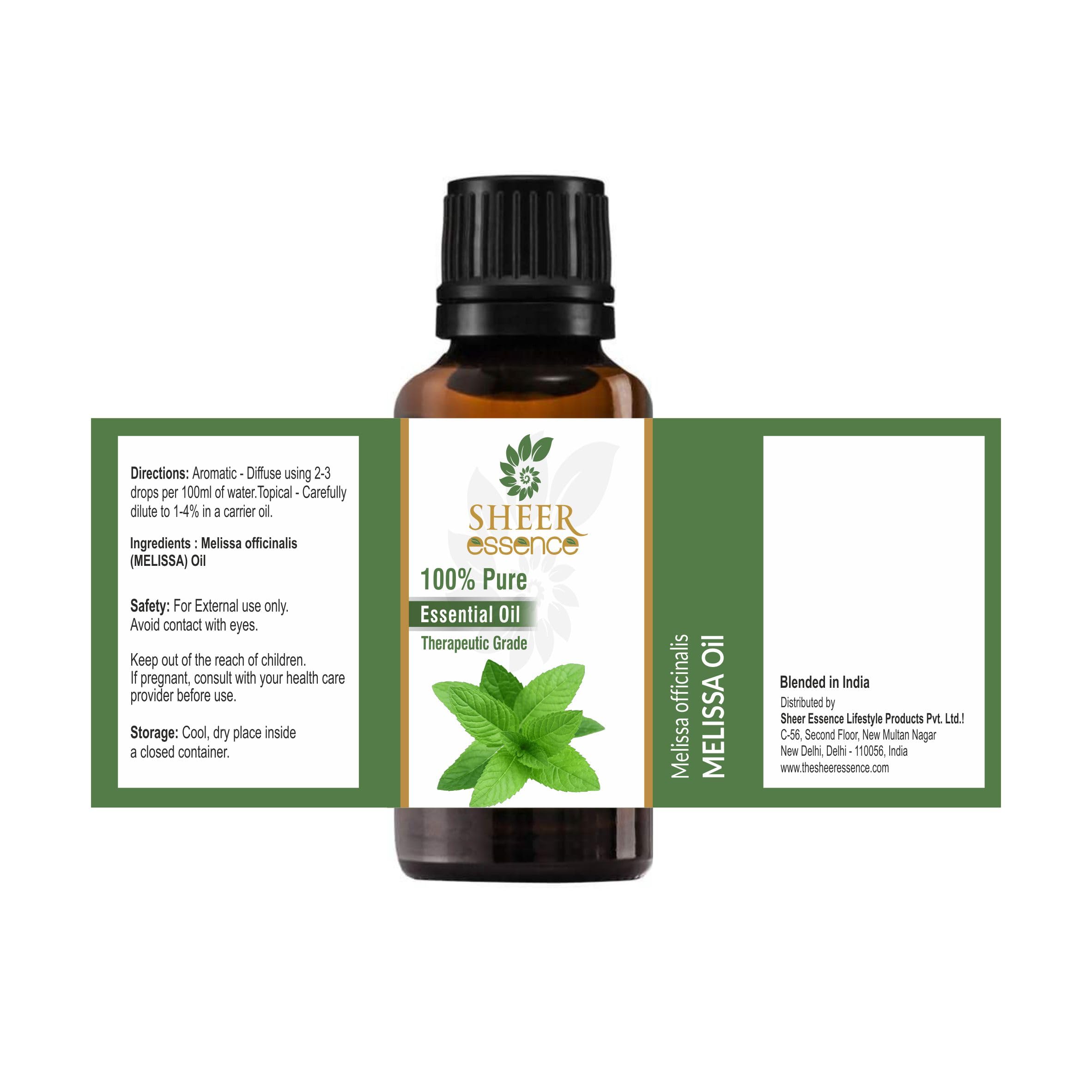 Huile Melissa de Sheer Essence pour massage relaxant et soin corporel