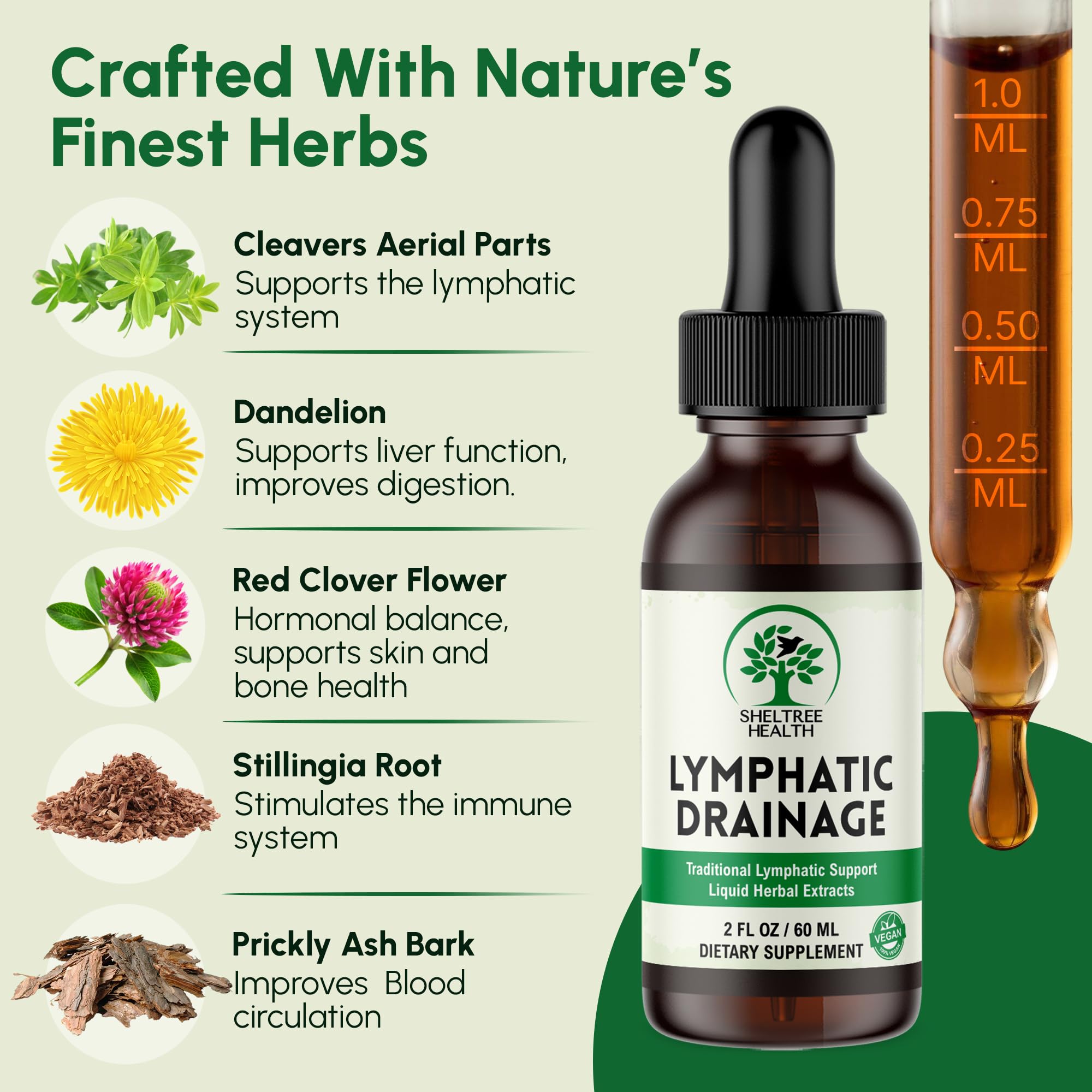 SHELTREE HEALTH emballage sûr, flacon protégeant les extraits naturels.