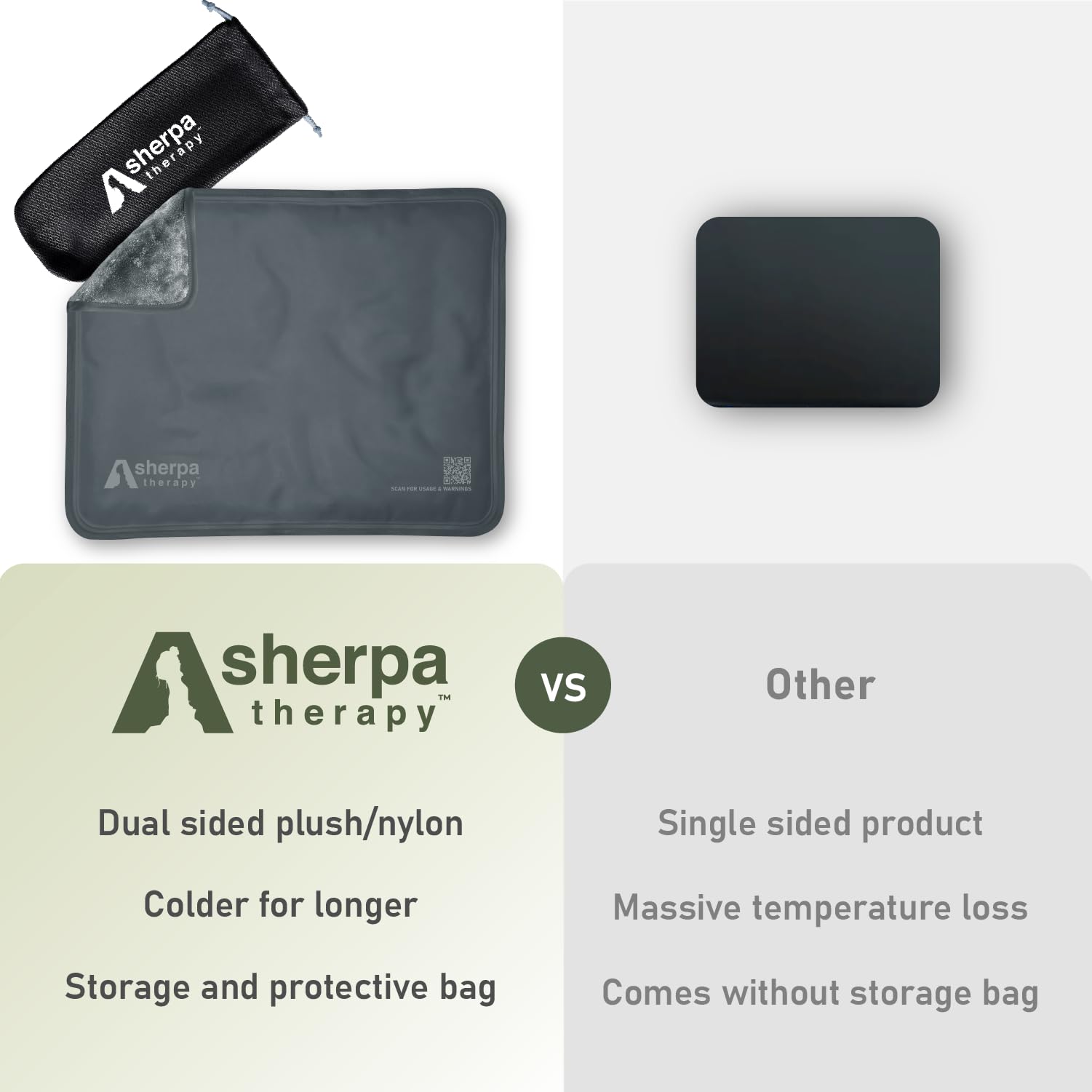 Utilisation en physiothérapie avec compresse Sherpa Therapy gris